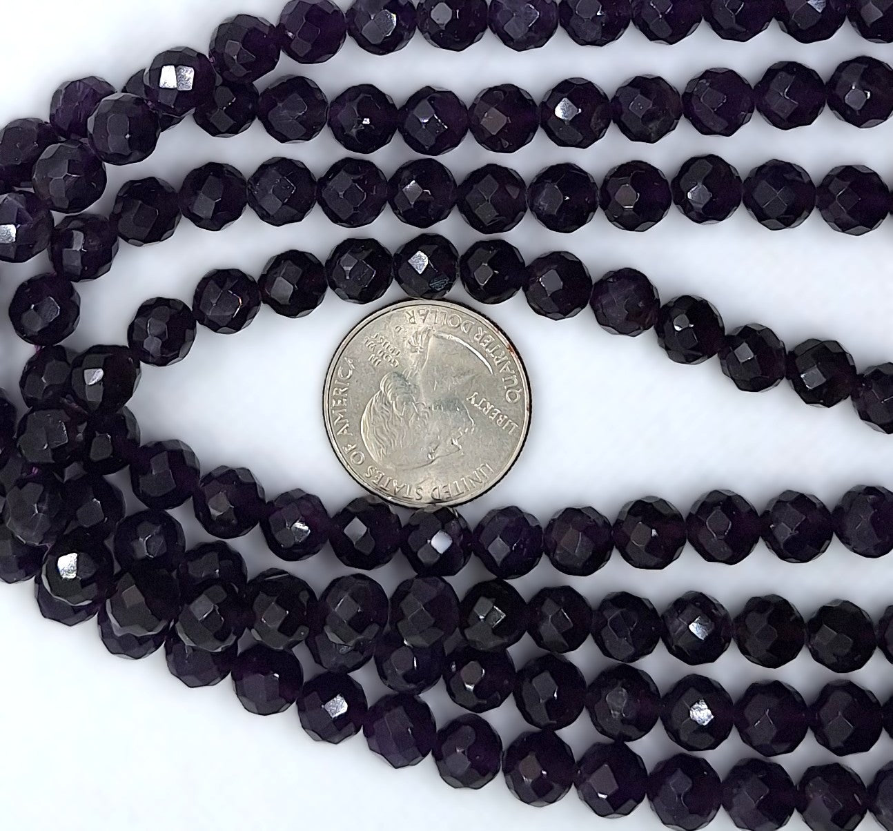 8mm Amethyst Faceted Round Gemstone Beads 16-Inch Strand