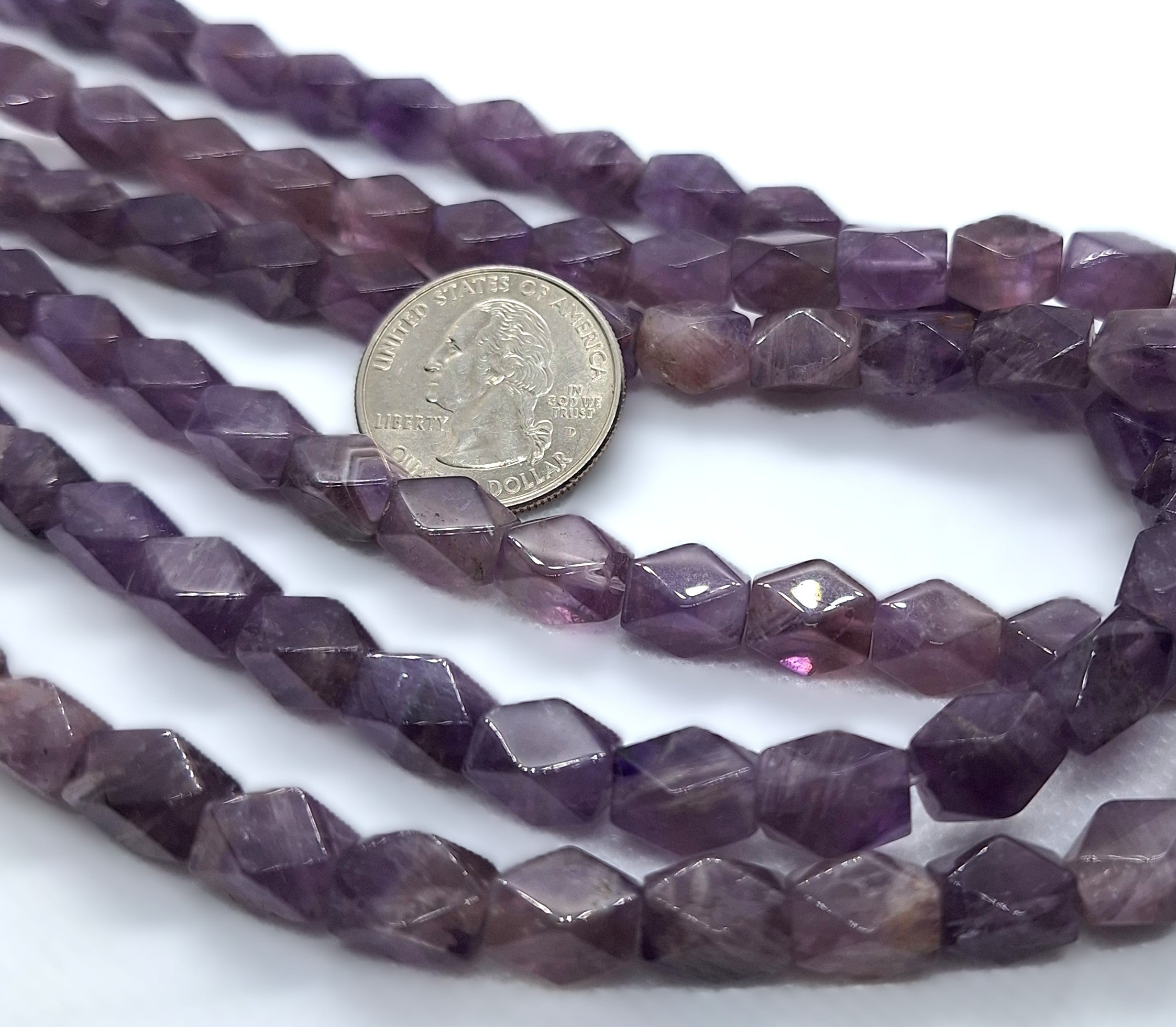 8x10mm Cape Amethyst Baroque Faceted Barrel Gemstone Beads 16-Inch Strand