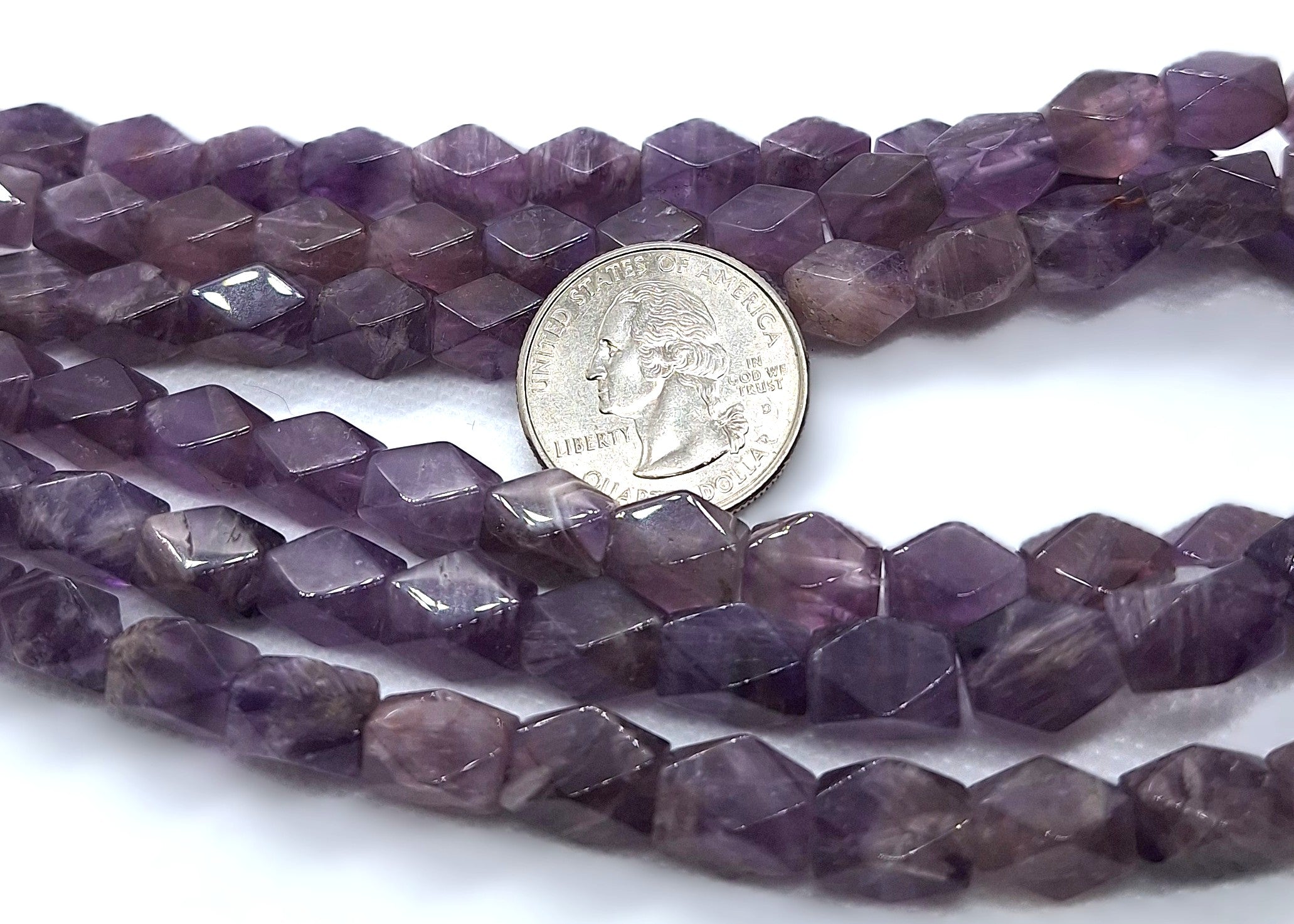 8x10mm Cape Amethyst Baroque Faceted Barrel Gemstone Beads 16-Inch Strand