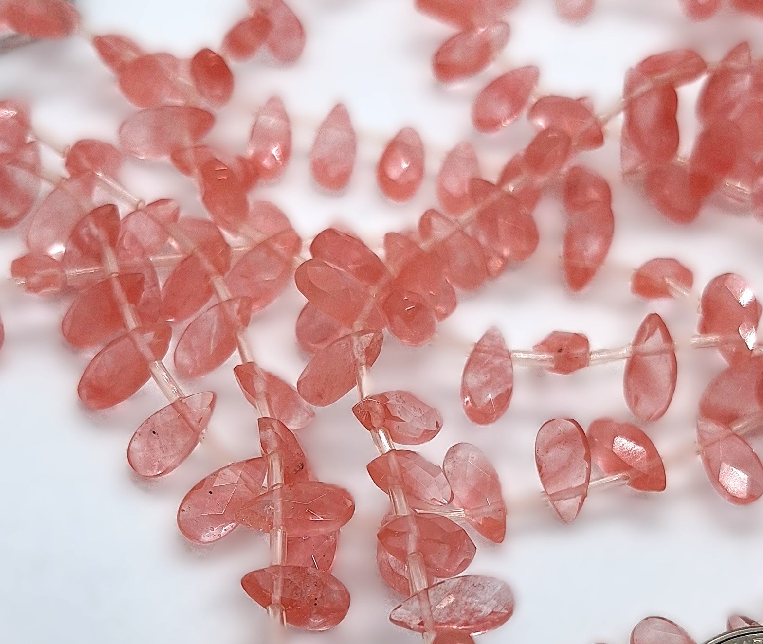 10x6mm Cherry Quartz Faceted Teardrop Briolette Gemstone Beads 16-Inch Strand