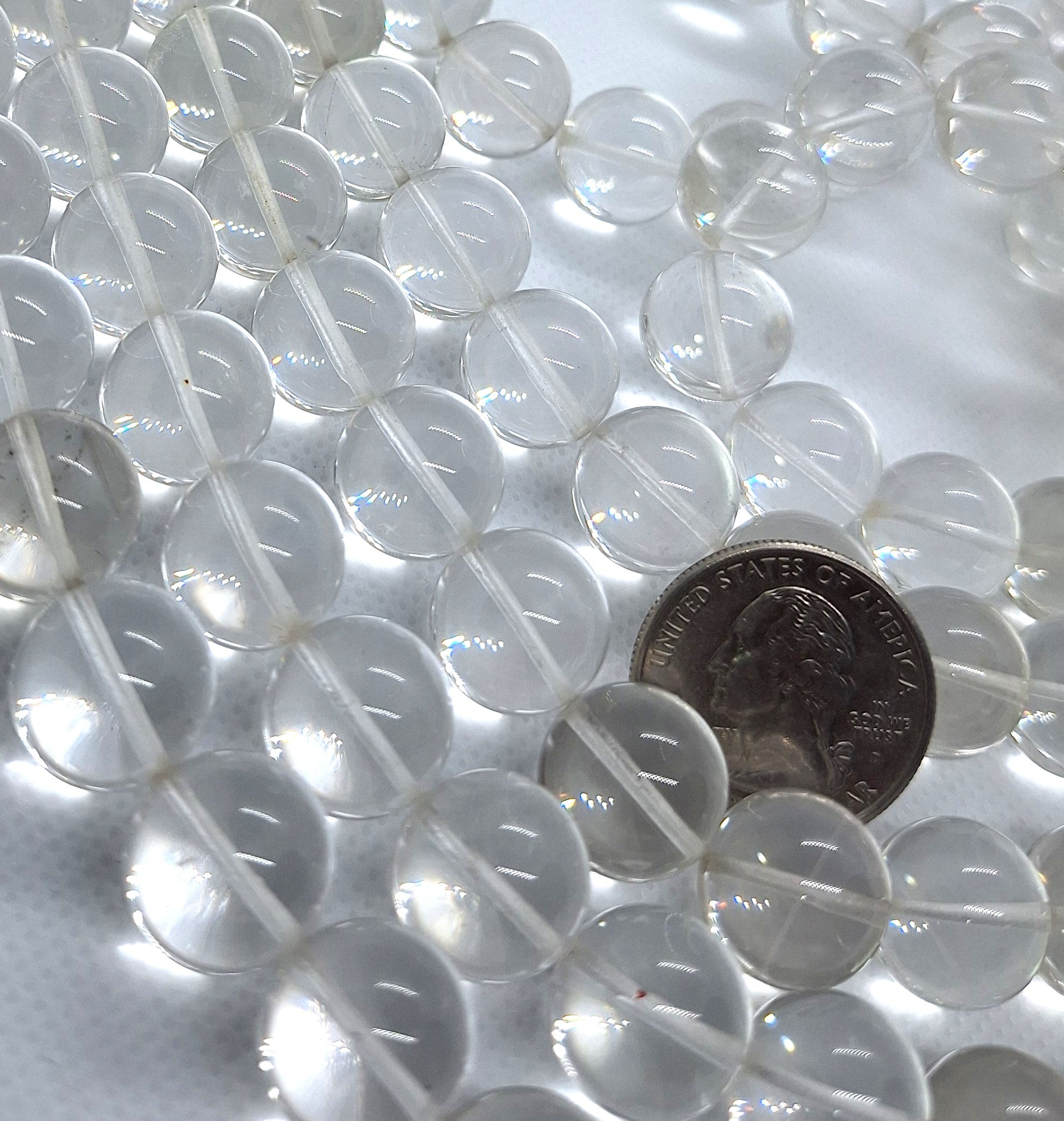 14mm Crystal Quartz Round Gemstone Beads 16-Inch Strand