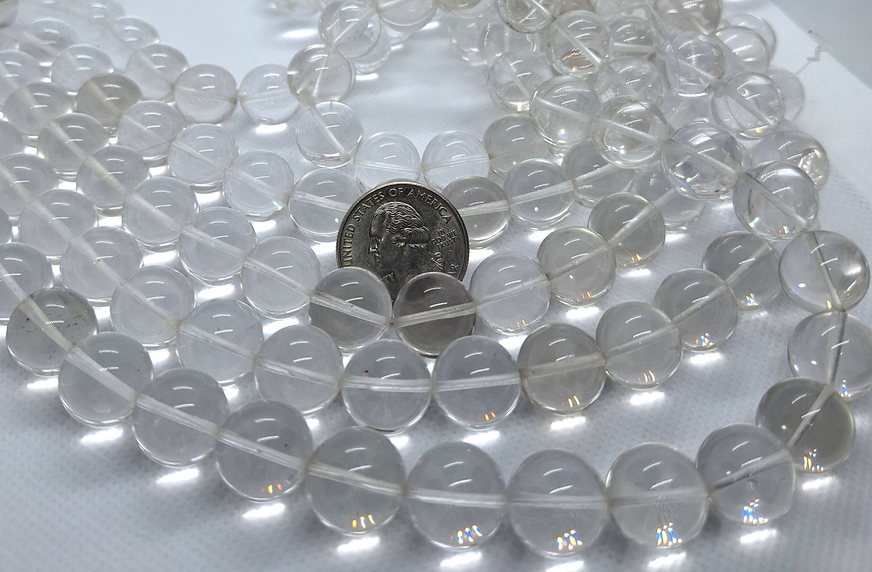 14mm Crystal Quartz Round Gemstone Beads 16-Inch Strand