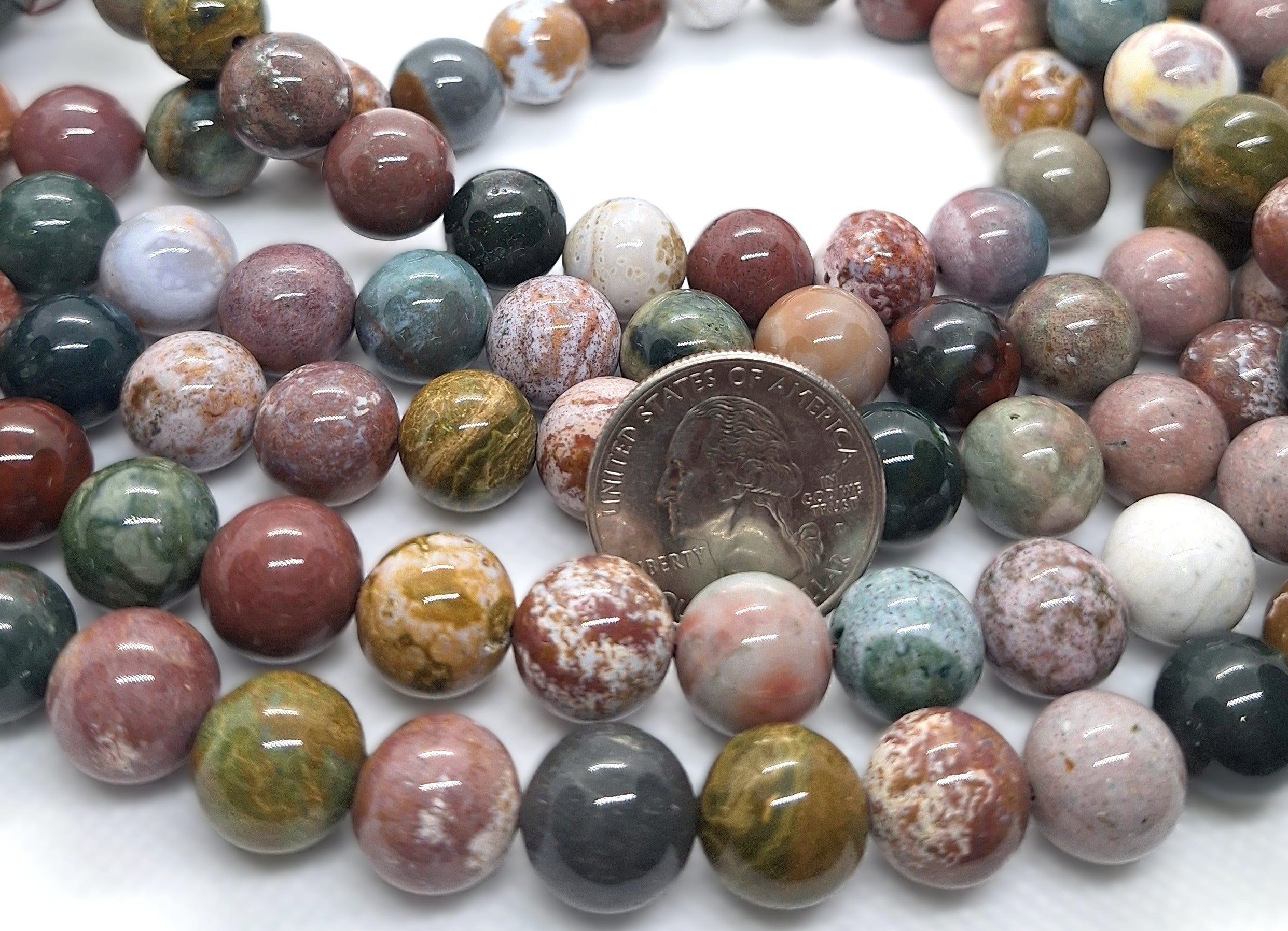 12mm Ocean Jasper Round Gemstone Beads 16-Inch Strand