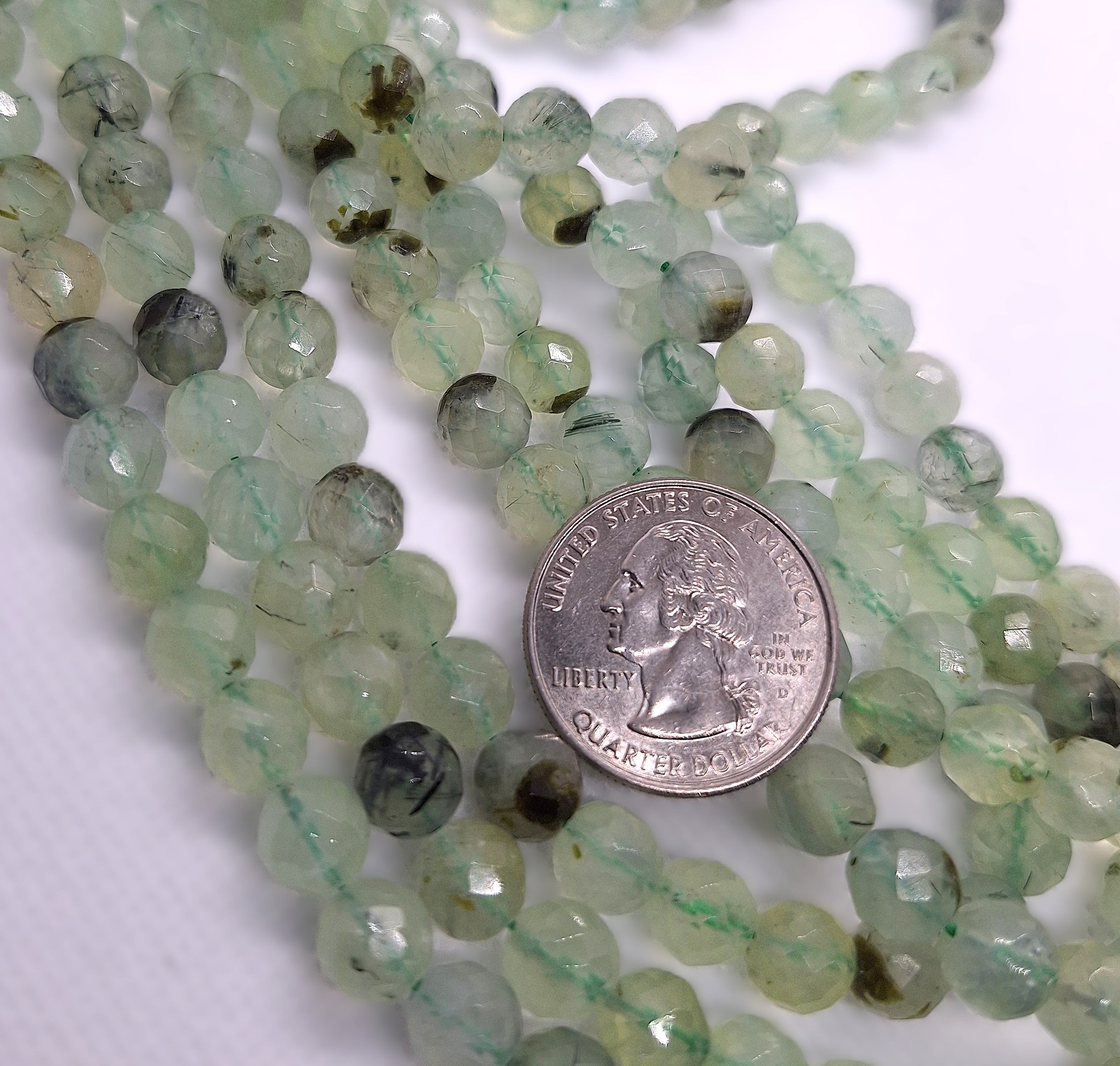 8mm Prehnite Faceted Round Gemstone Beads 16-Inch Strand