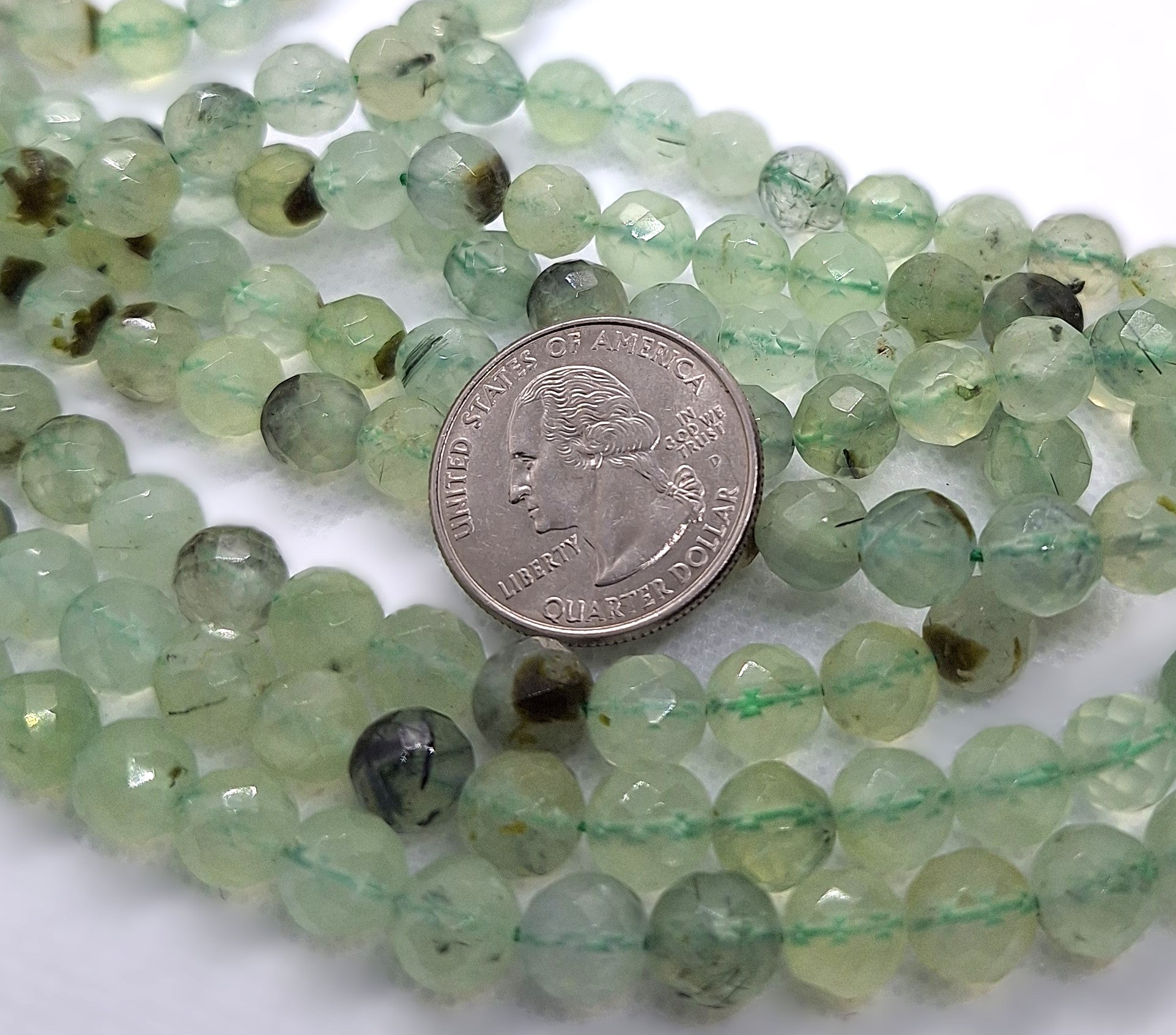 8mm Prehnite Faceted Round Gemstone Beads 16-Inch Strand