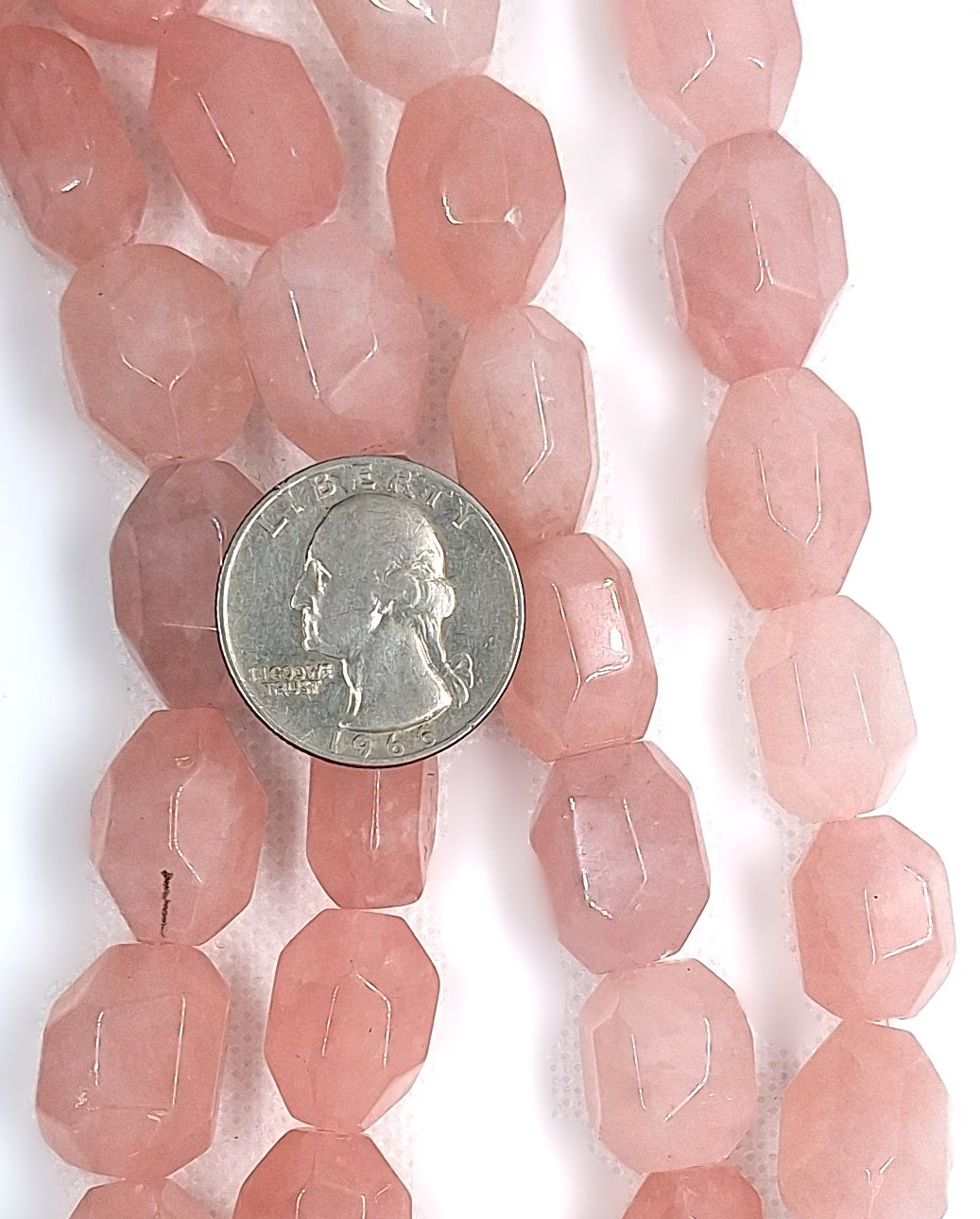 18x13mm Rose Quartz Faceted Nugget Gemstone Beads 16-Inch Strand