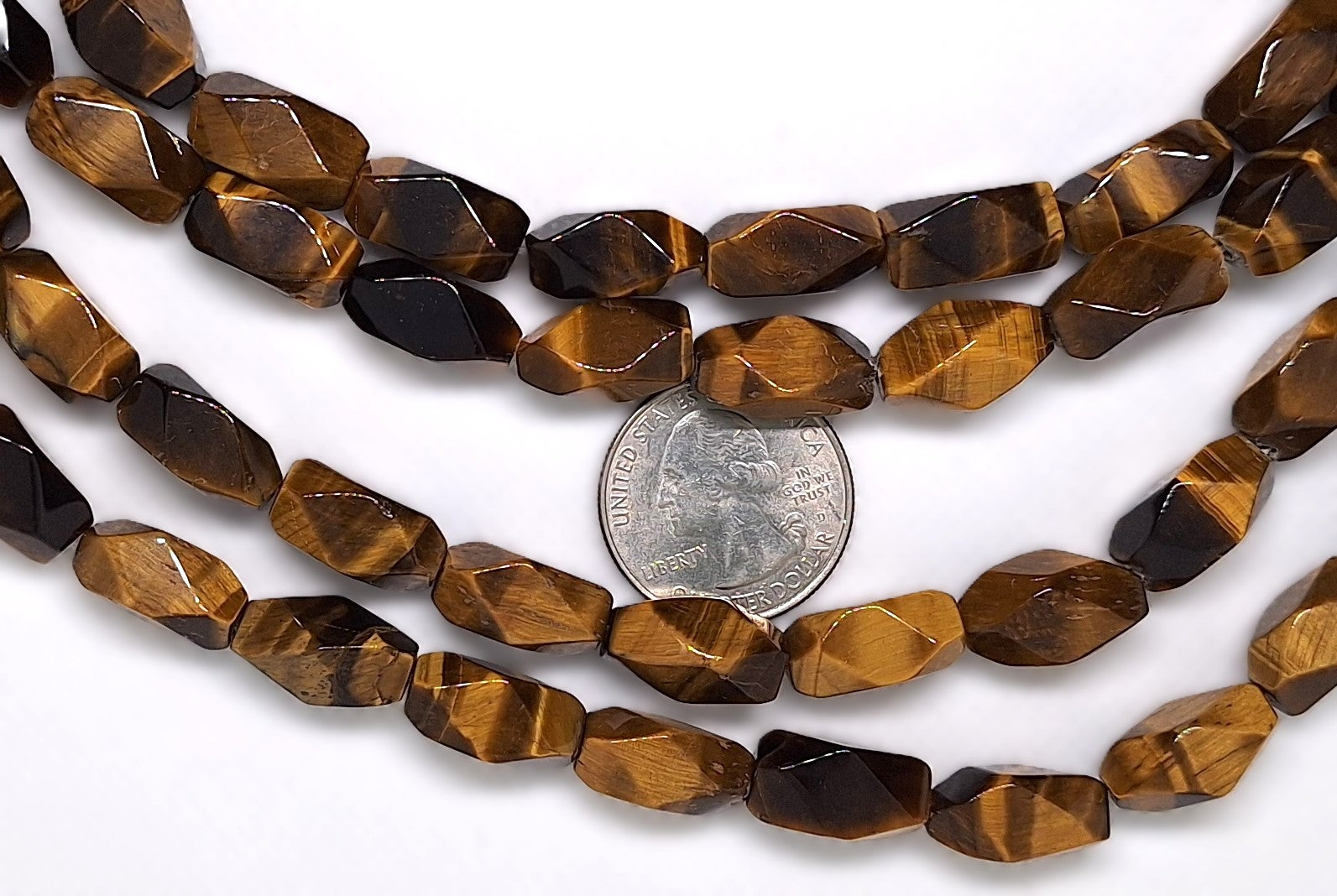 16x8mm Tiger's Eye Baroque Faceted Gemstone Beads 16-inch Strand