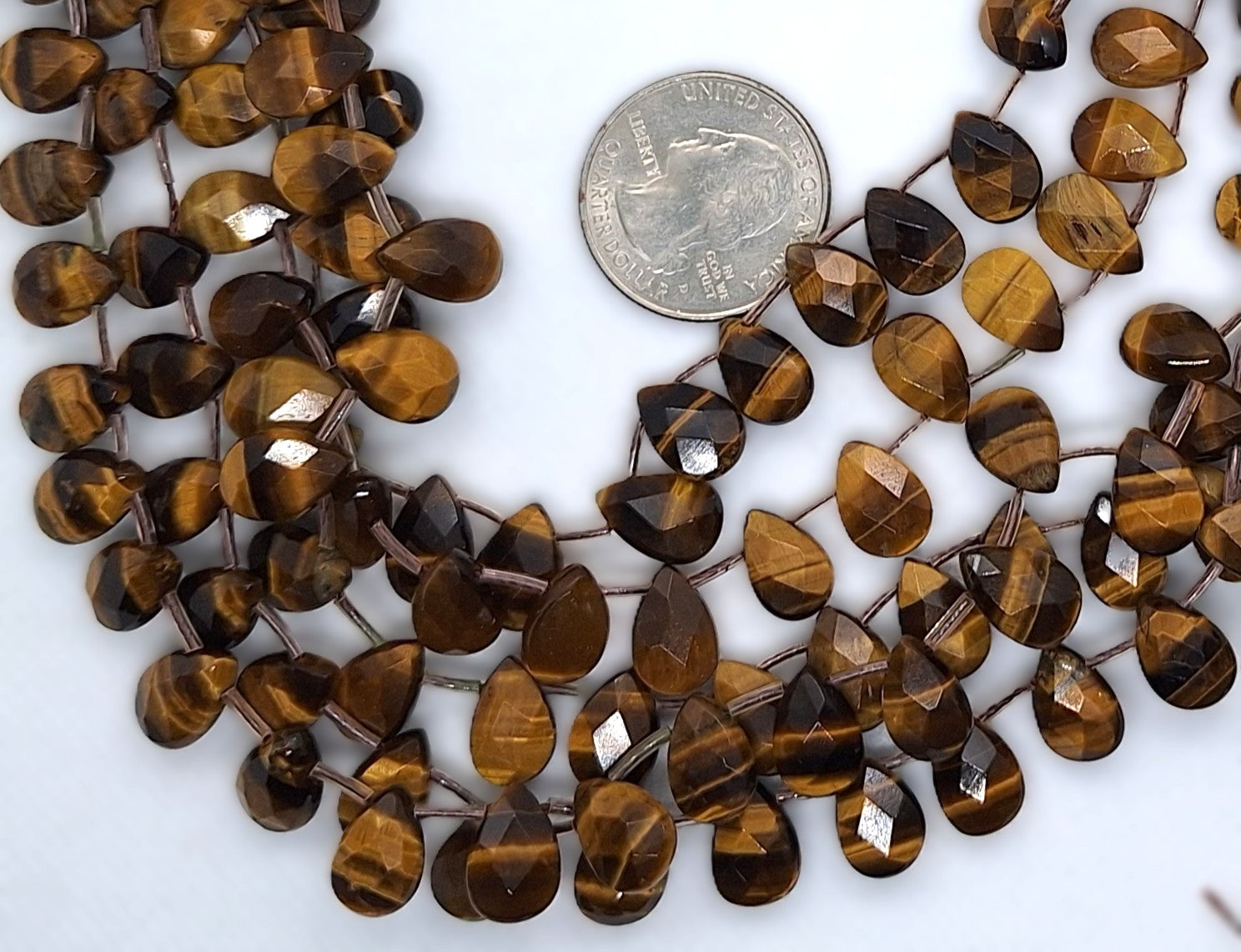 12x8mm Tiger's Eye Faceted Flat Teardrop Briolette Gemstone Beads 16-Inch Strand