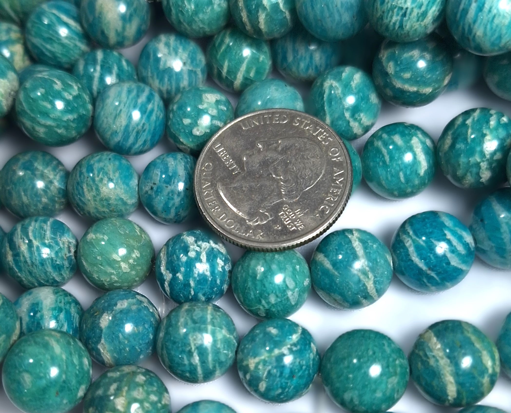 12mm Russian Amazonite Round Gemstone Beads 16-Inch Strand