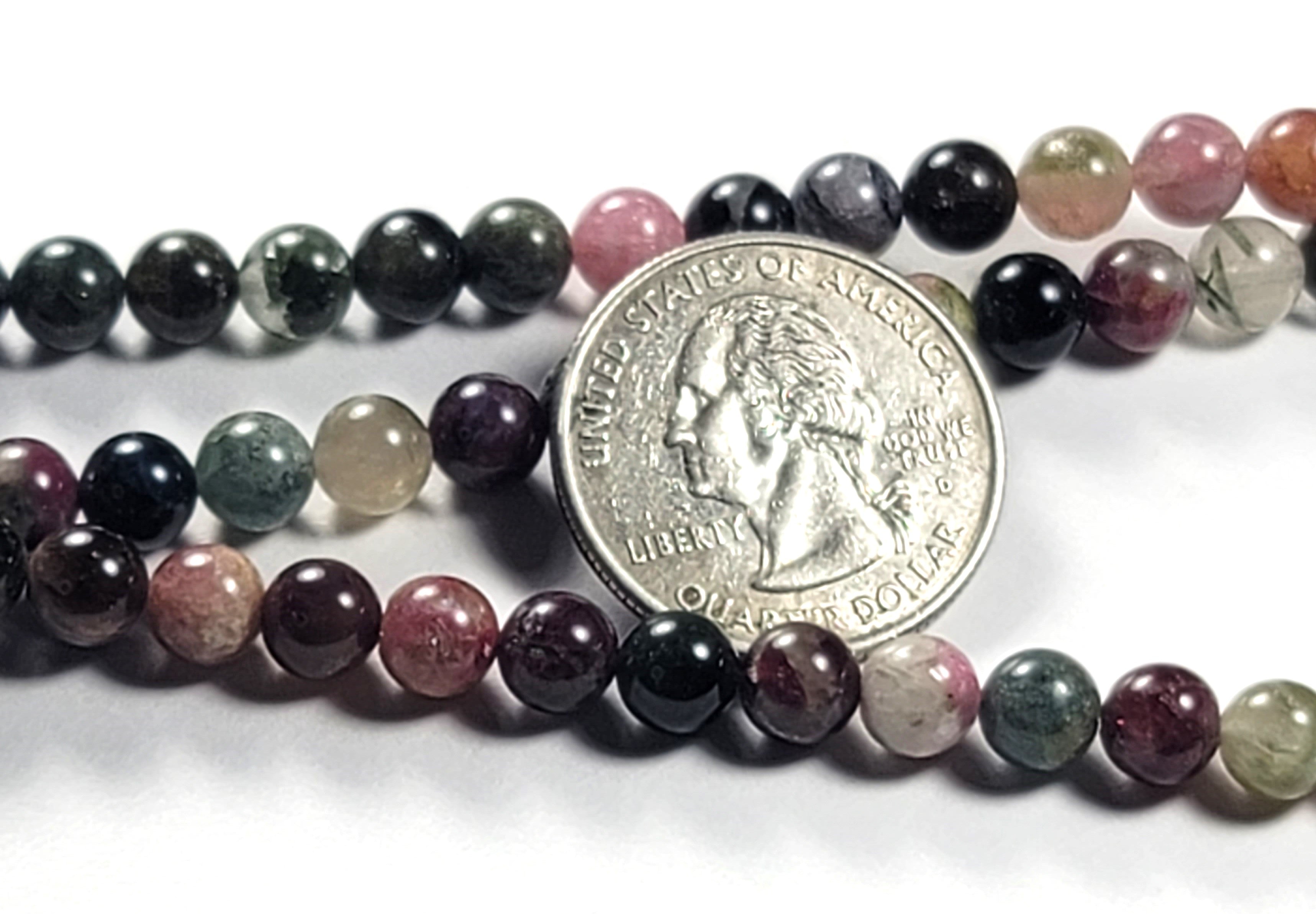6mm Tourmaline Round Gemstone Beads 8-Inch Strand