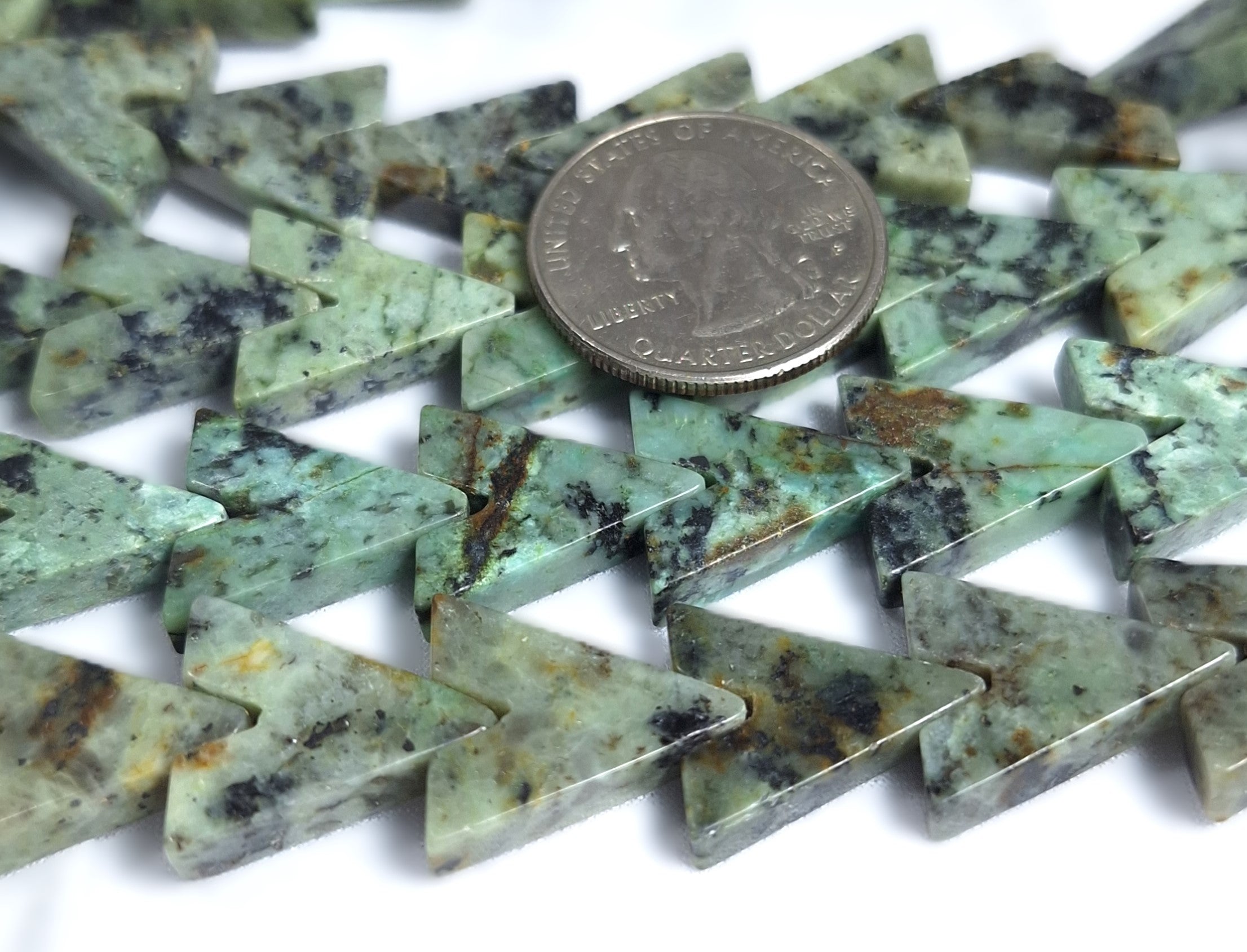 18x16mm African Turquoise V Shaped Gemstone Beads 16-Inch Strand