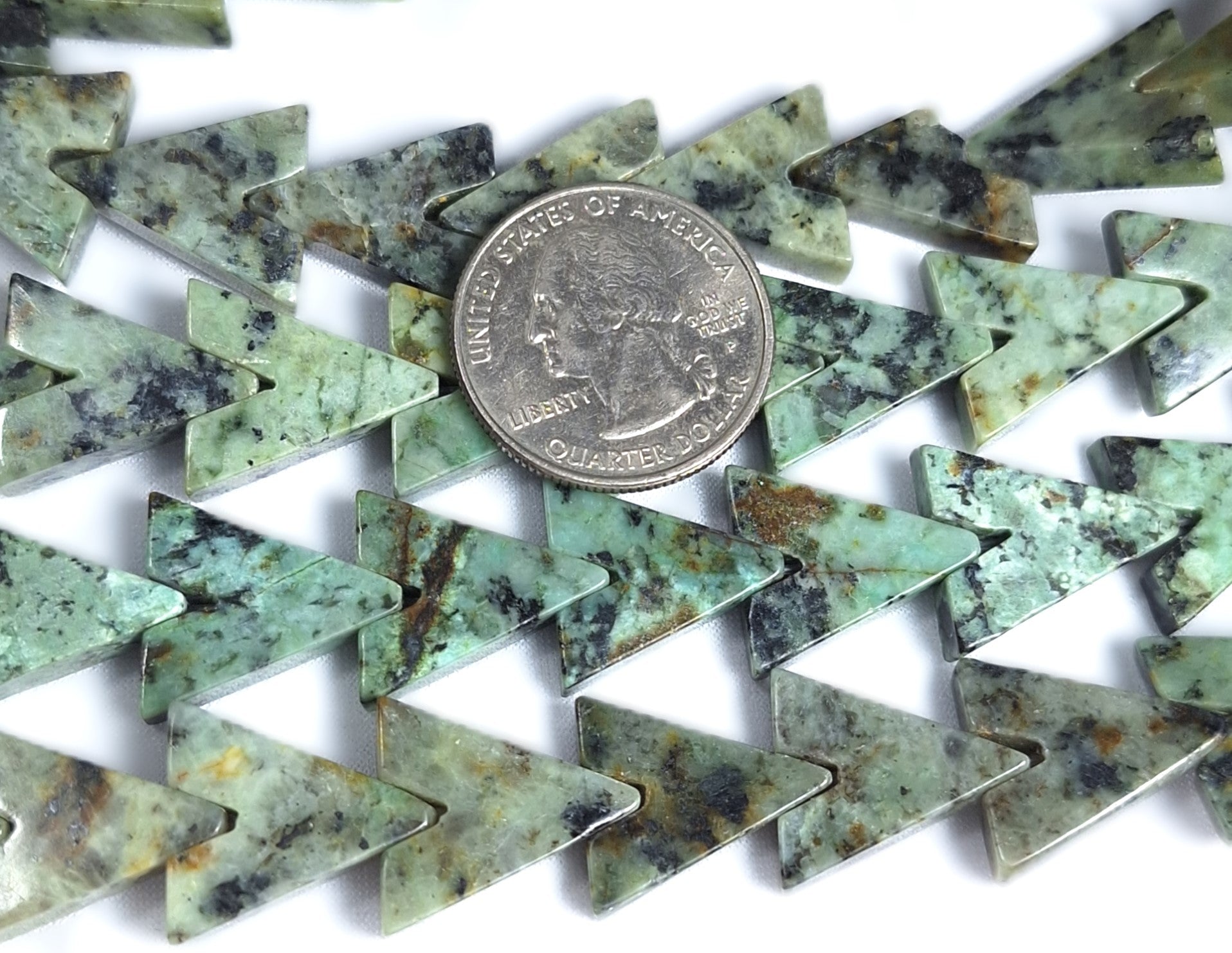 18x16mm African Turquoise V Shaped Gemstone Beads 16-Inch Strand