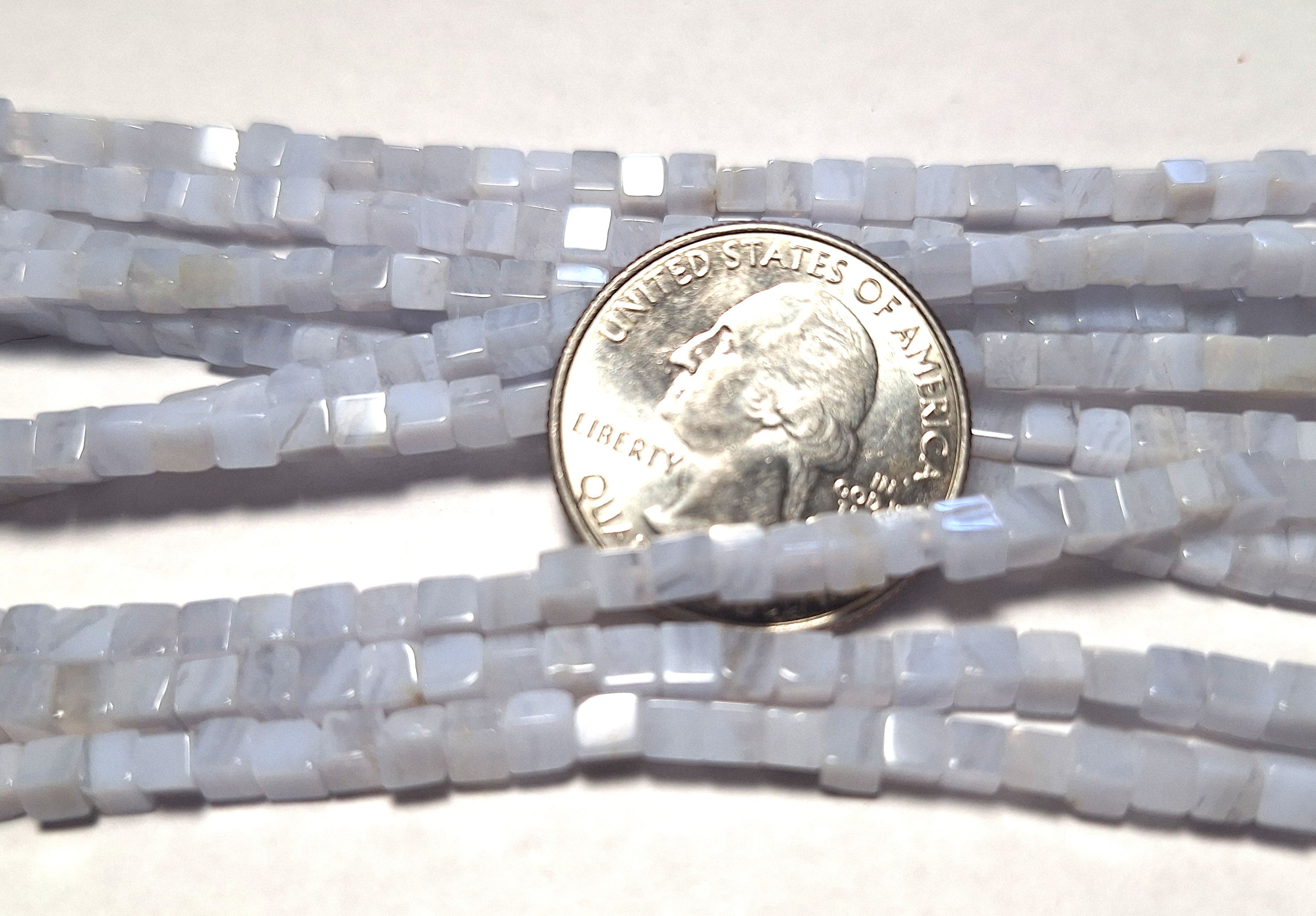 3mm Blue Lace Agate Cube Gemstone Beads 16-Inch Strand