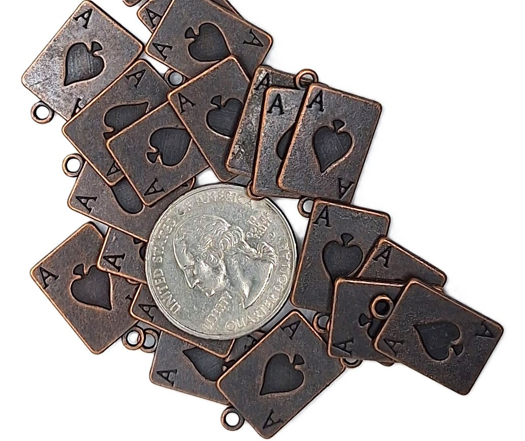 21x13mm Ace Playing Card Charms Copper Zinc Alloy 10ct