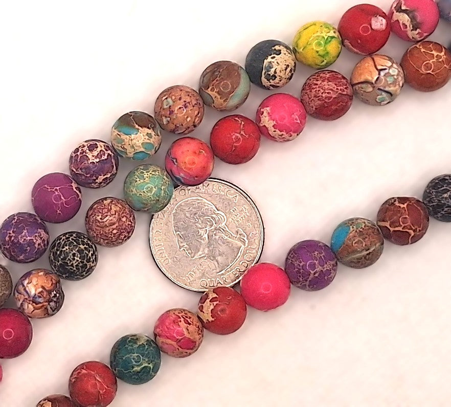 10mm Aqua Terra Jasper Dyed Mixed Round Gemstone Beads 8-Inch Strand