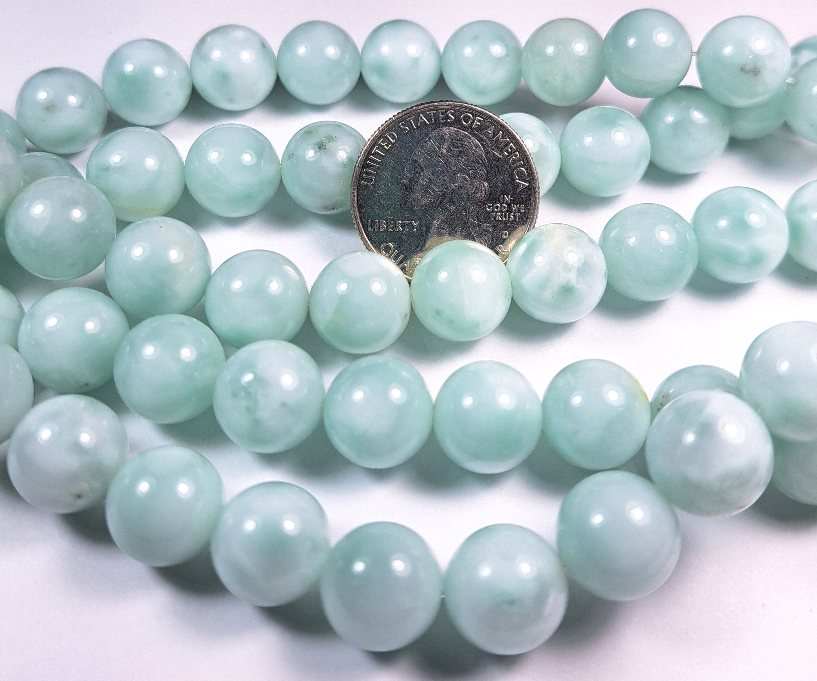 12mm Green Angelite Round Gemstone Beads 8-Inch Strand