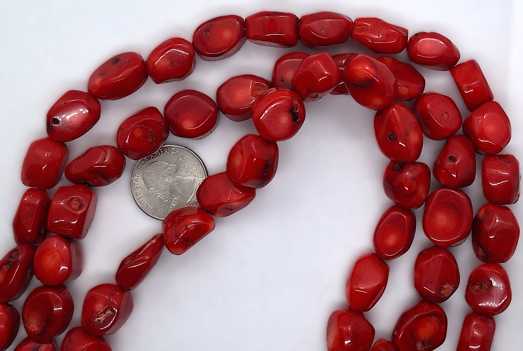 16x20mm Red Coral Dyed Nugget Gemstone Beads 16-Inch Strand