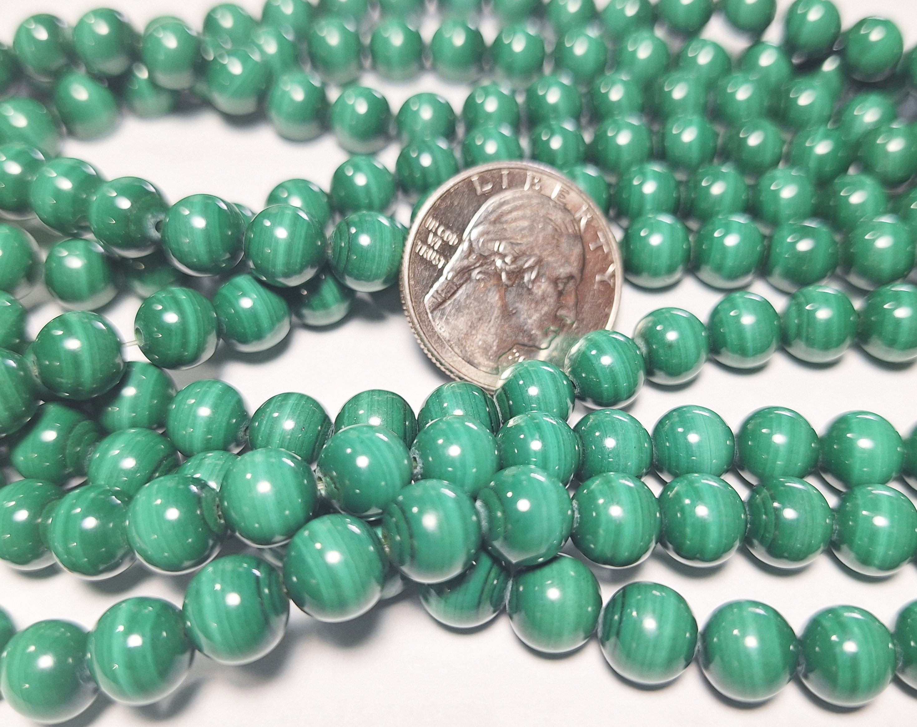 8mm Malachite Round Gemstone Beads 16-Inch Strand