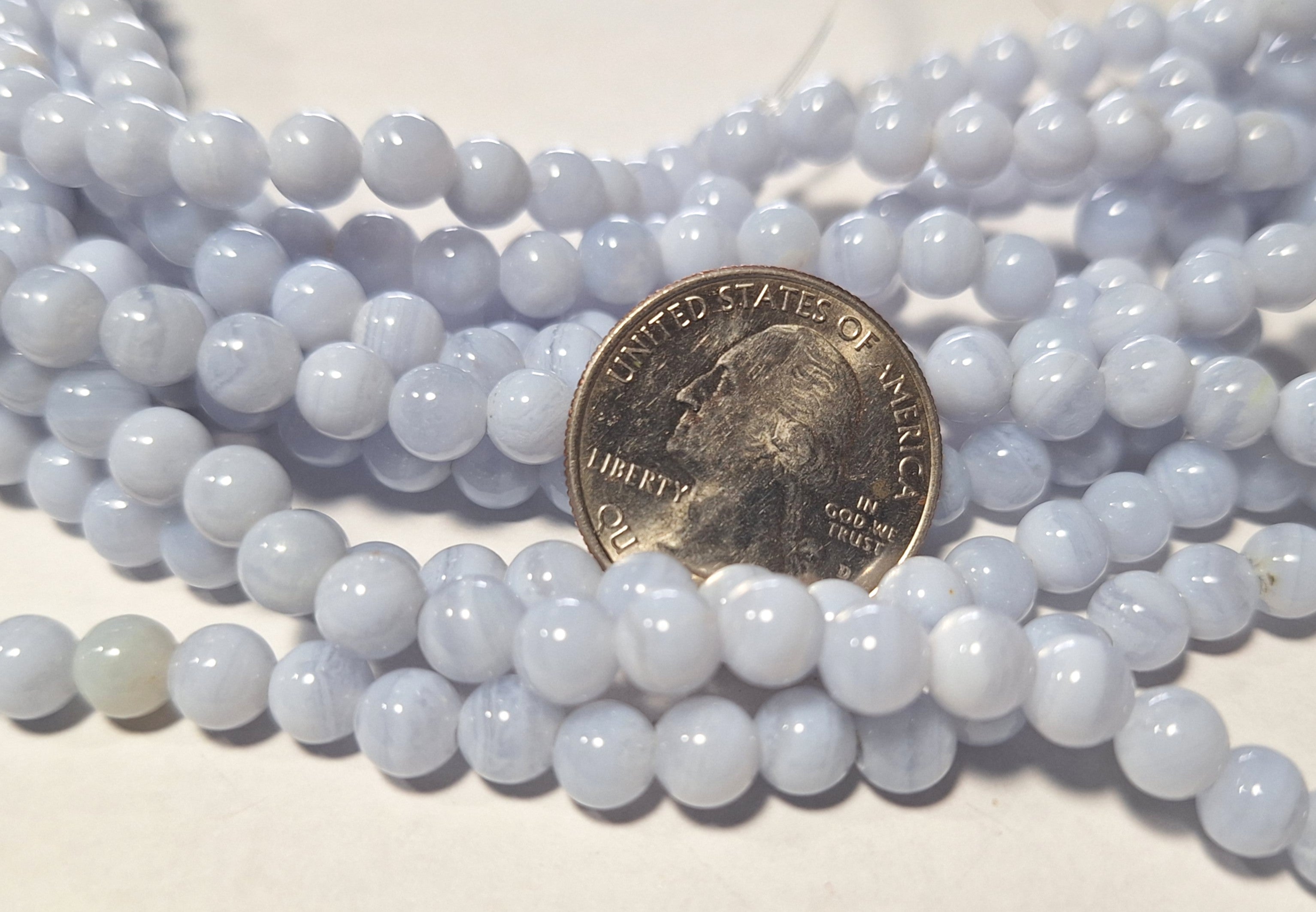 6mm Blue Lace Agate Round Gemstone Beads 22-Inch Strand