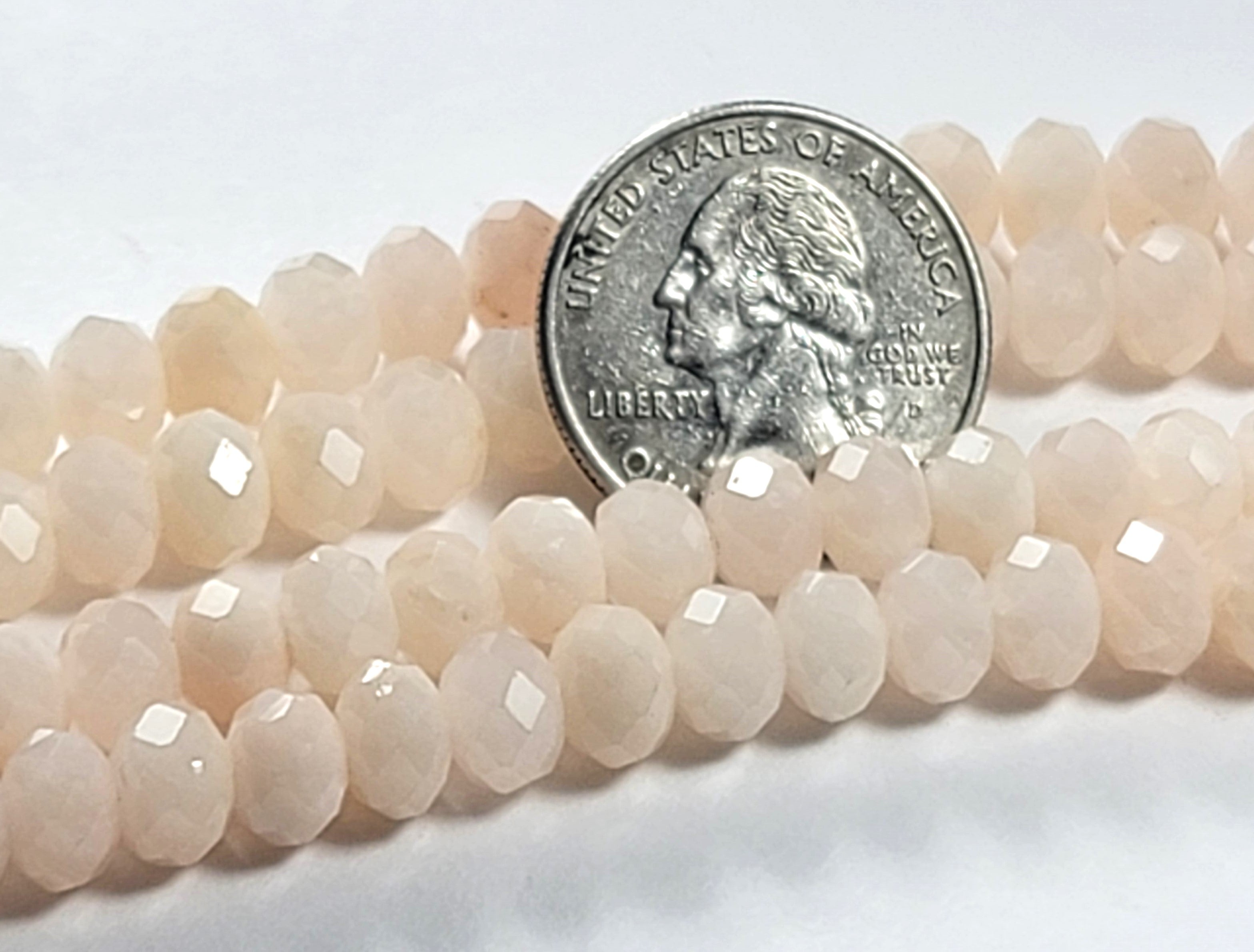 8x5mm Pink Morganite Faceted Rondelle Gemstone Beads 8-Inch Strand