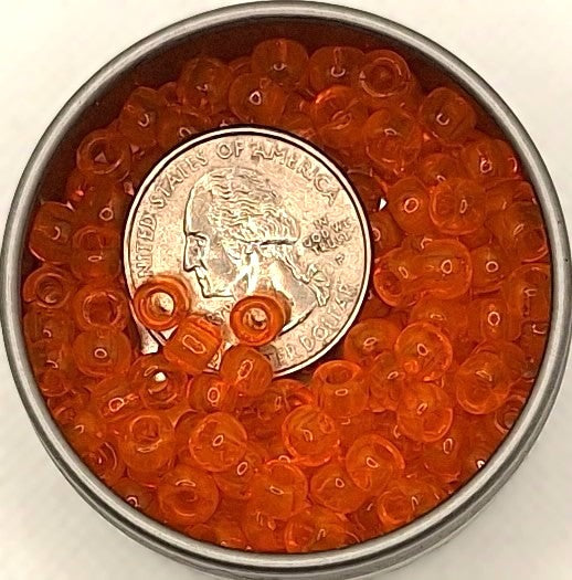 3/0 Hyacinth Orange Transparent Toho Round Seed Beads 25g