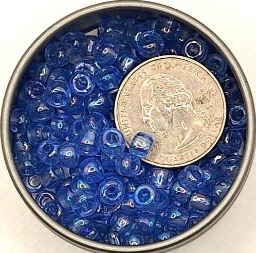 3/0 Light Sapphire Transparent Rainbow Iris Toho Round Seed Beads 25g