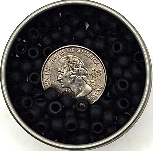 3/0 Jet Black Opaque Matte Toho Round Seed Beads 25g