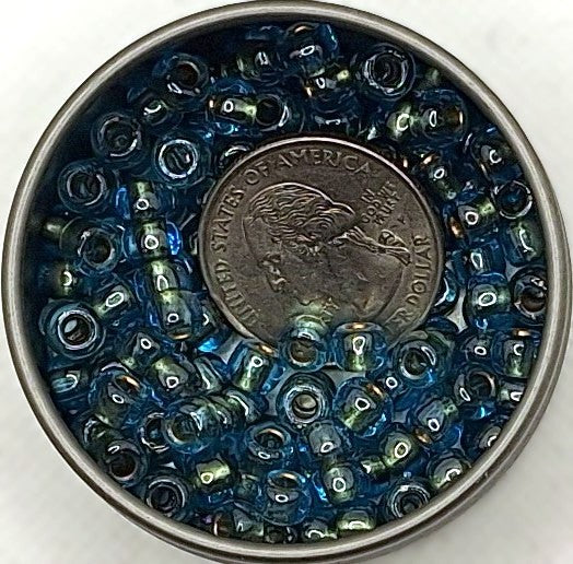 3/0 Gold-Lined Aqua Transparent Toho Round Seed Beads 25g