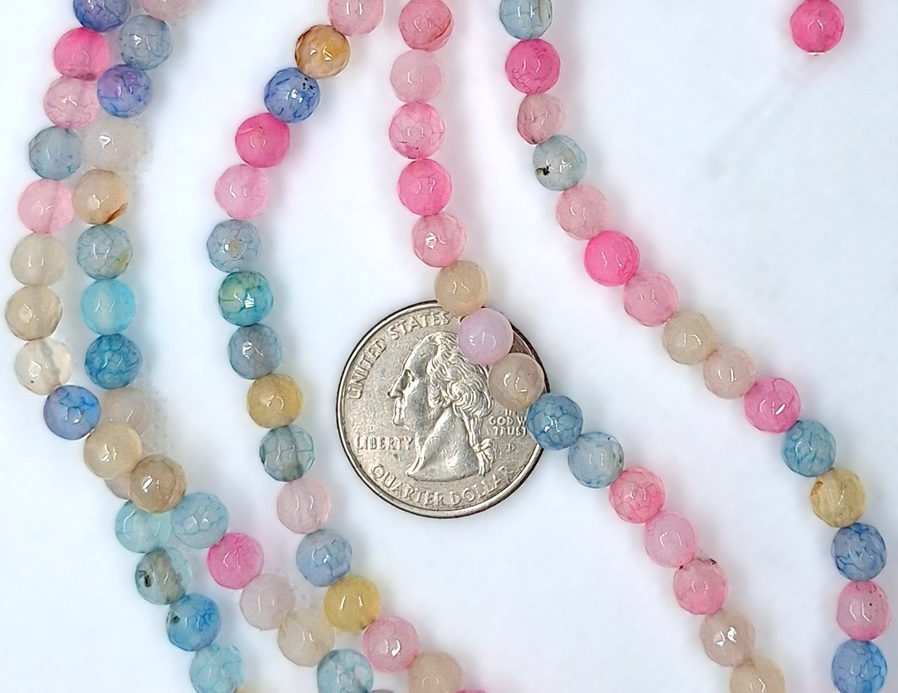 6mm Morganite Dyed Agate Faceted Round Gemstone Beads 8-Inch Strand