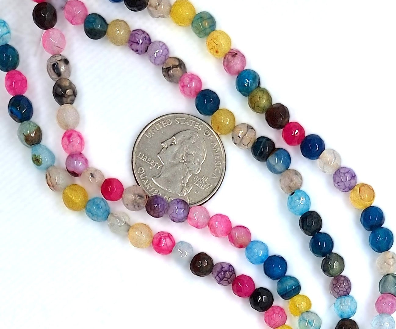 6mm Rainbow Dyed Agate Faceted Round Gemstone Beads 8-Inch Strand