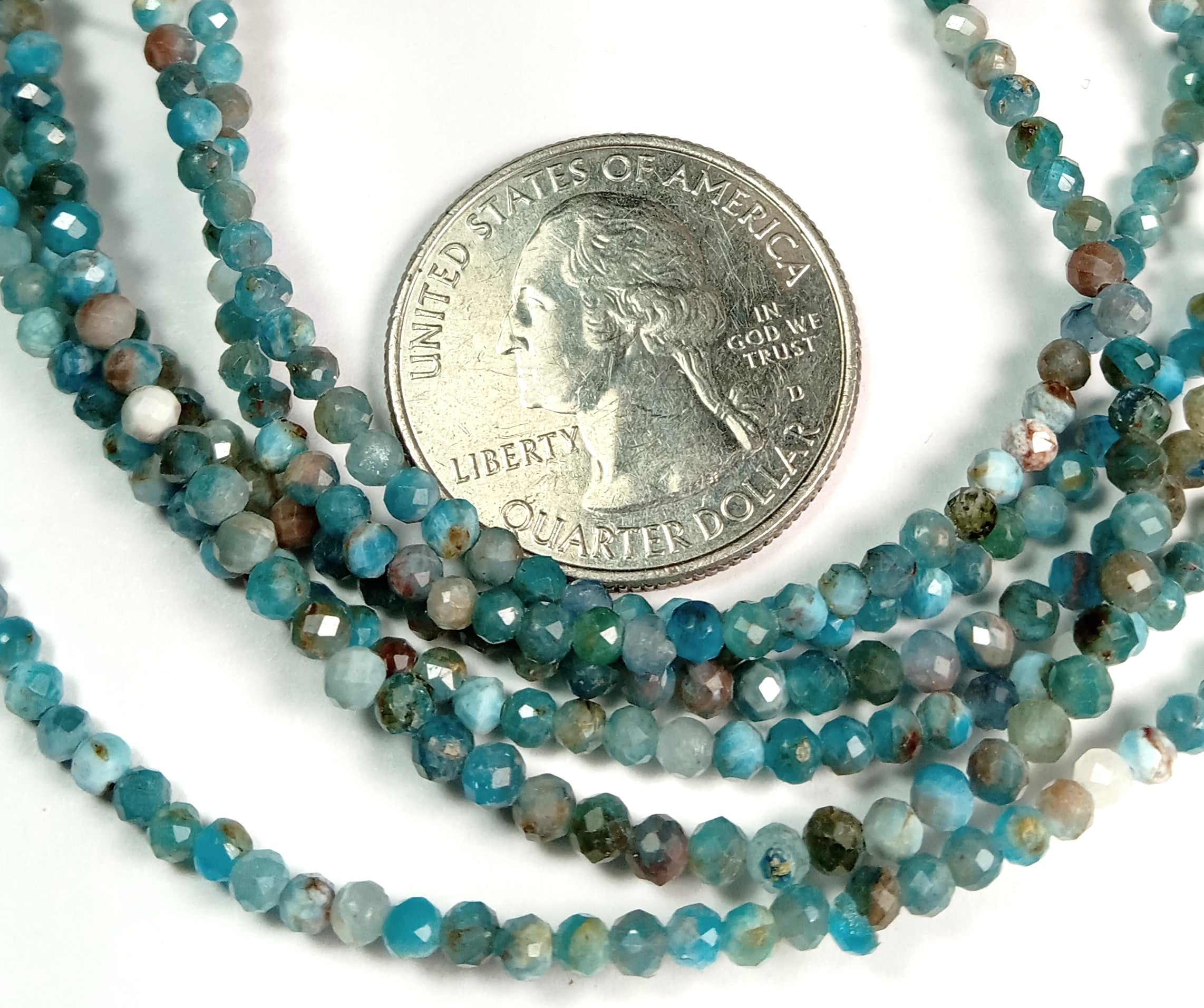 3mm Blue Apatite Faceted Round Gemstone Beads 8-Inch Strand