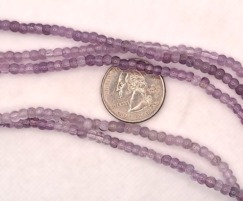 4x3mm Lavender Amethyst Grade AB Rondelle Gemstone Beads 8-Inch Strand