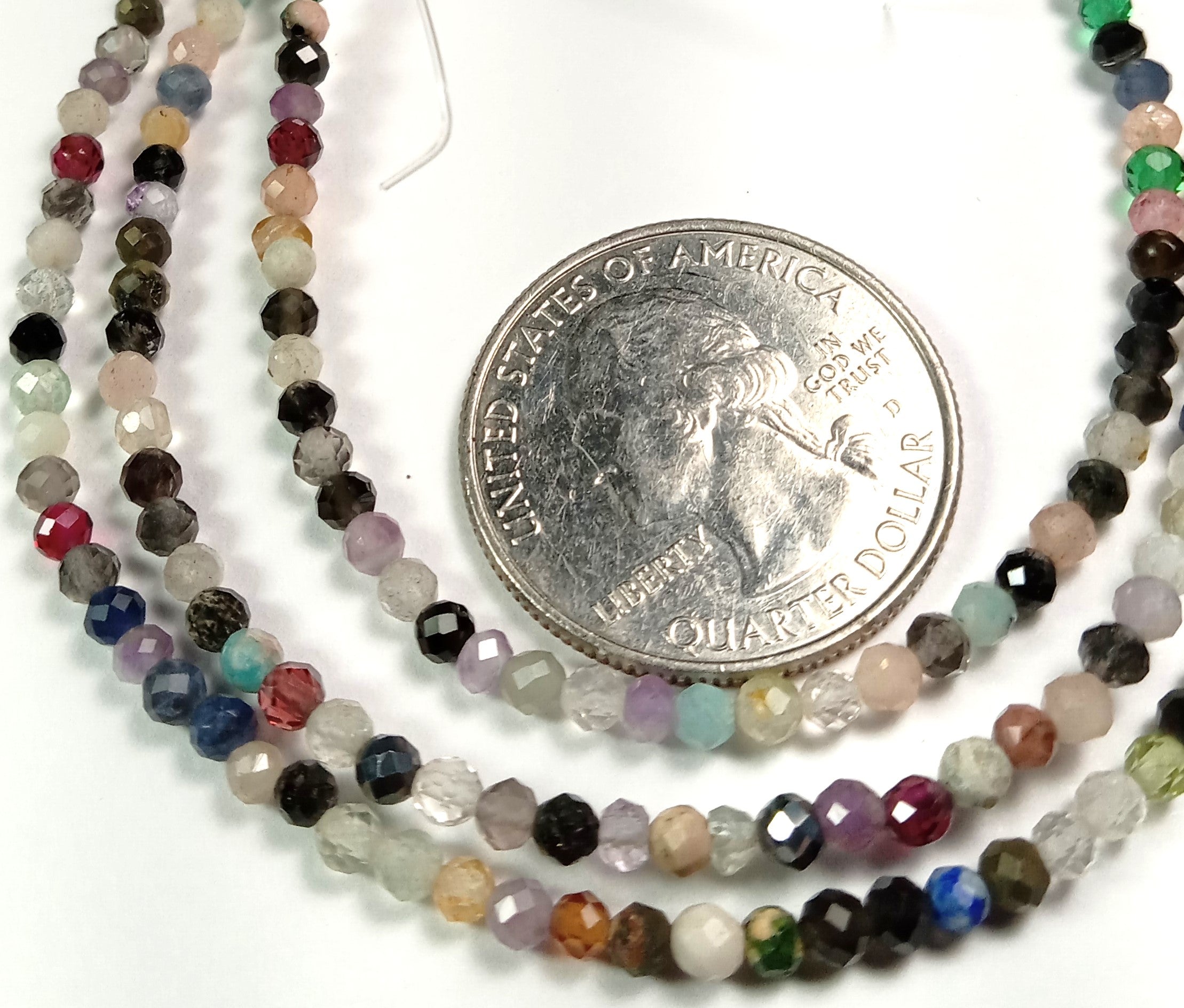 3mm Mixed Stone Faceted Round Gemstone Beads 8-Inch Strand