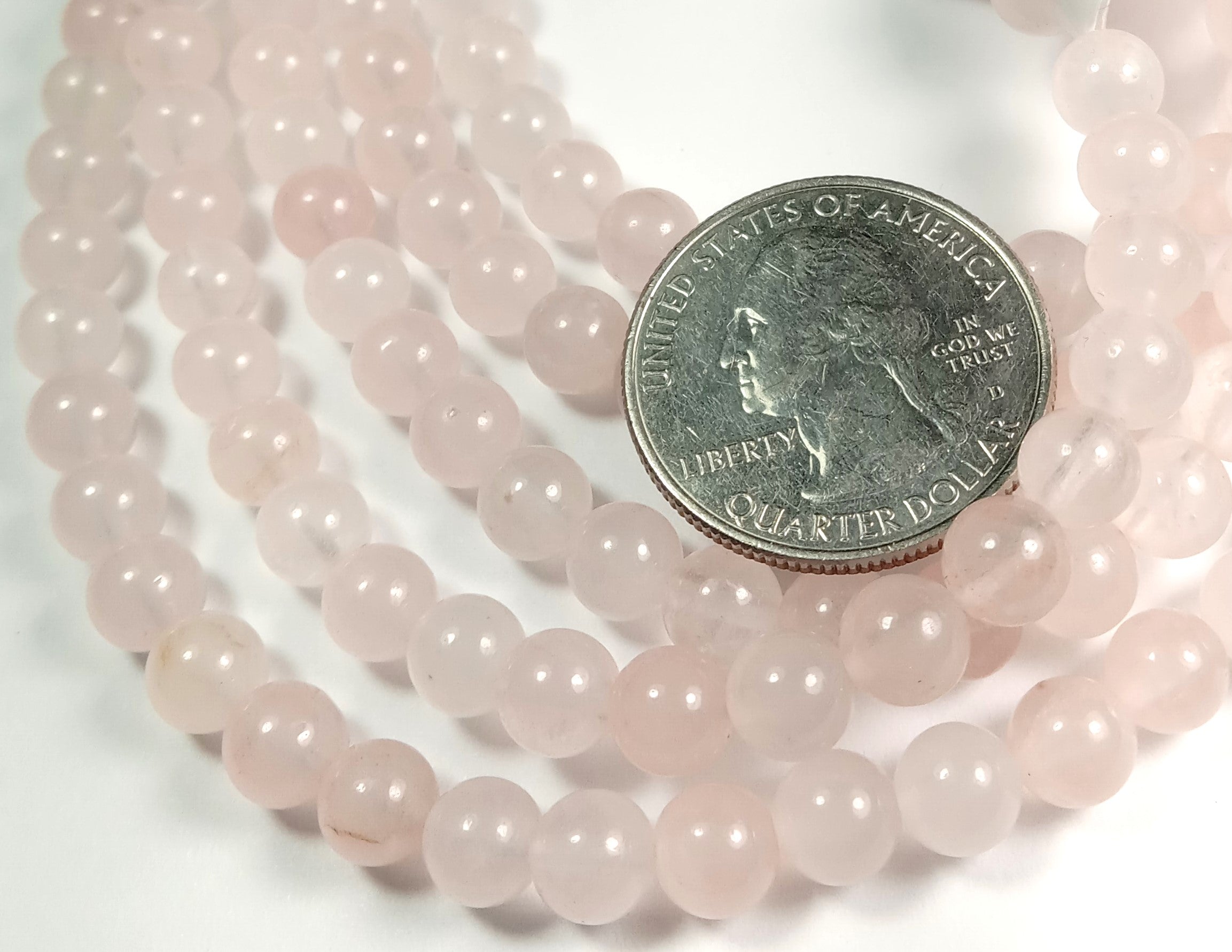 6mm Rose Quartz Round Gemstone Beads 8-Inch Strand