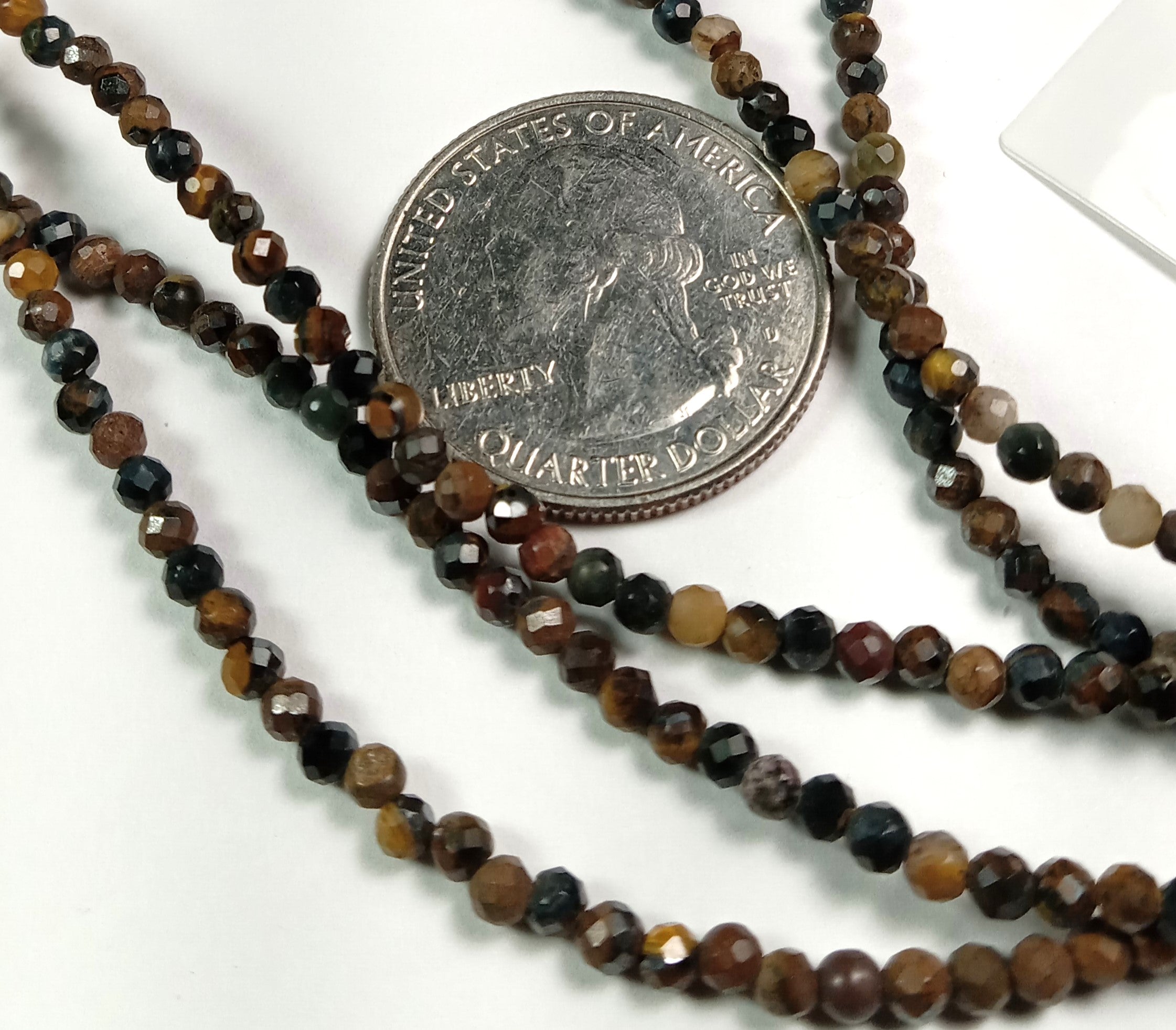 3mm Tiger's Eye Faceted Round Gemstone Beads 8-Inch Strand
