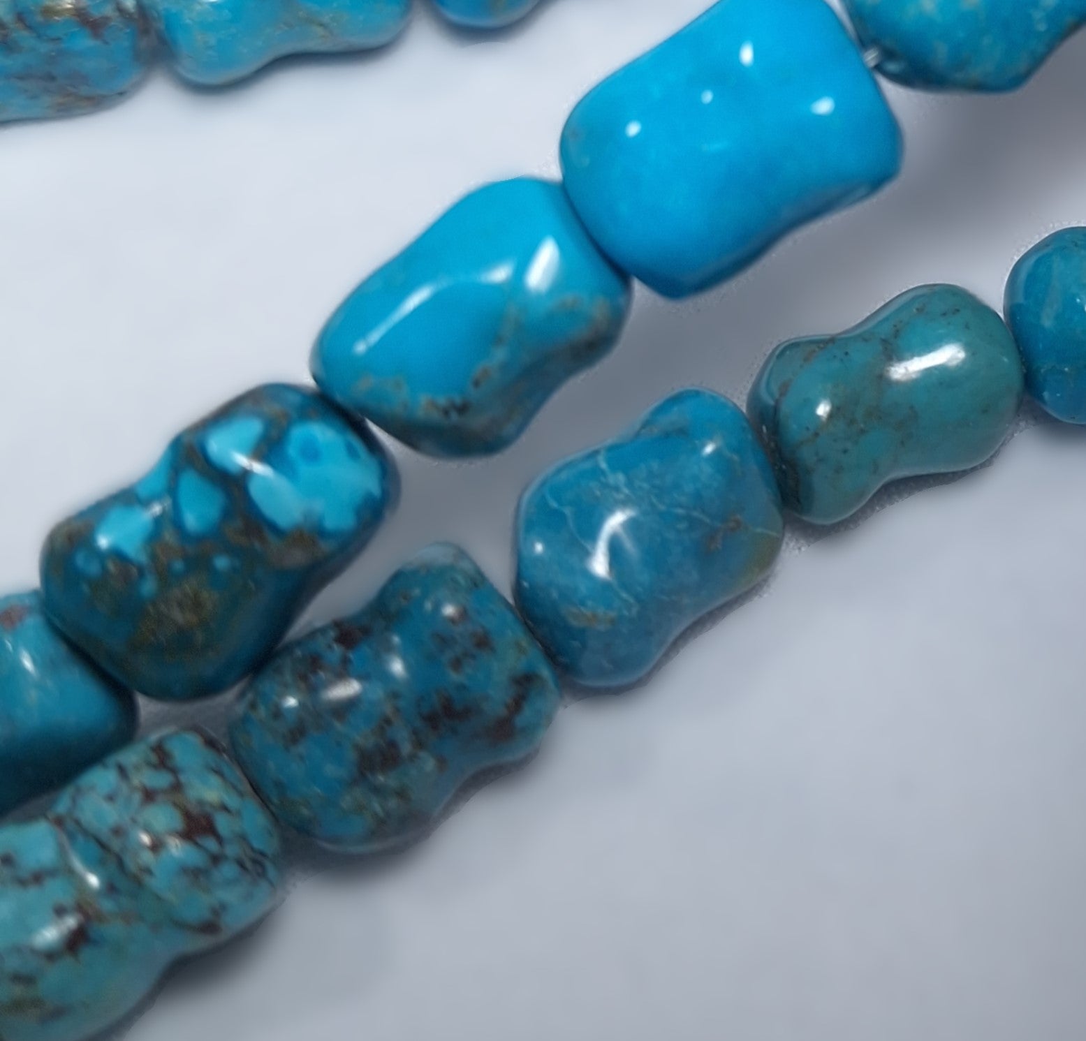 14x8mm Natural Turquoise Dog Bone Gemstone Beads 16-Inch Strand