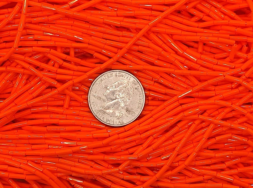 Orange Opaque Size 3 Bugle Beads Full Hank