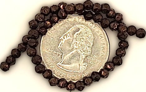 3mm Dark Bronze Metallic English Cut Pressed Glass Czech Beads 50ct