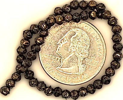 3mm Jet Bronze Picasso English Cut Pressed Glass Czech Beads 50ct