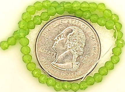 3mm Milky Dark Peridot Green English Cut Pressed Glass Czech Beads 50ct