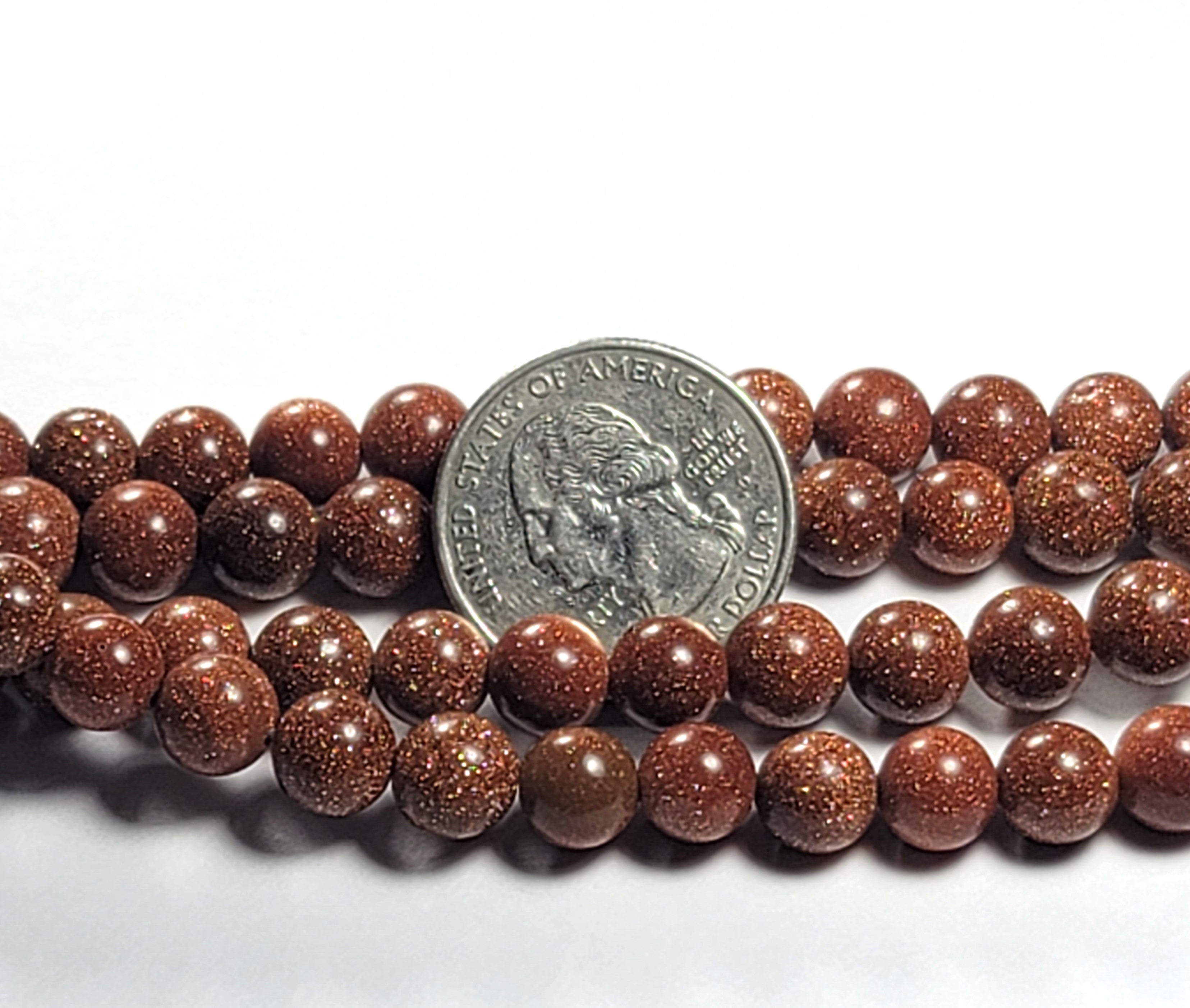 8mm Goldstone Round Gemstone Beads 8-Inch Strand