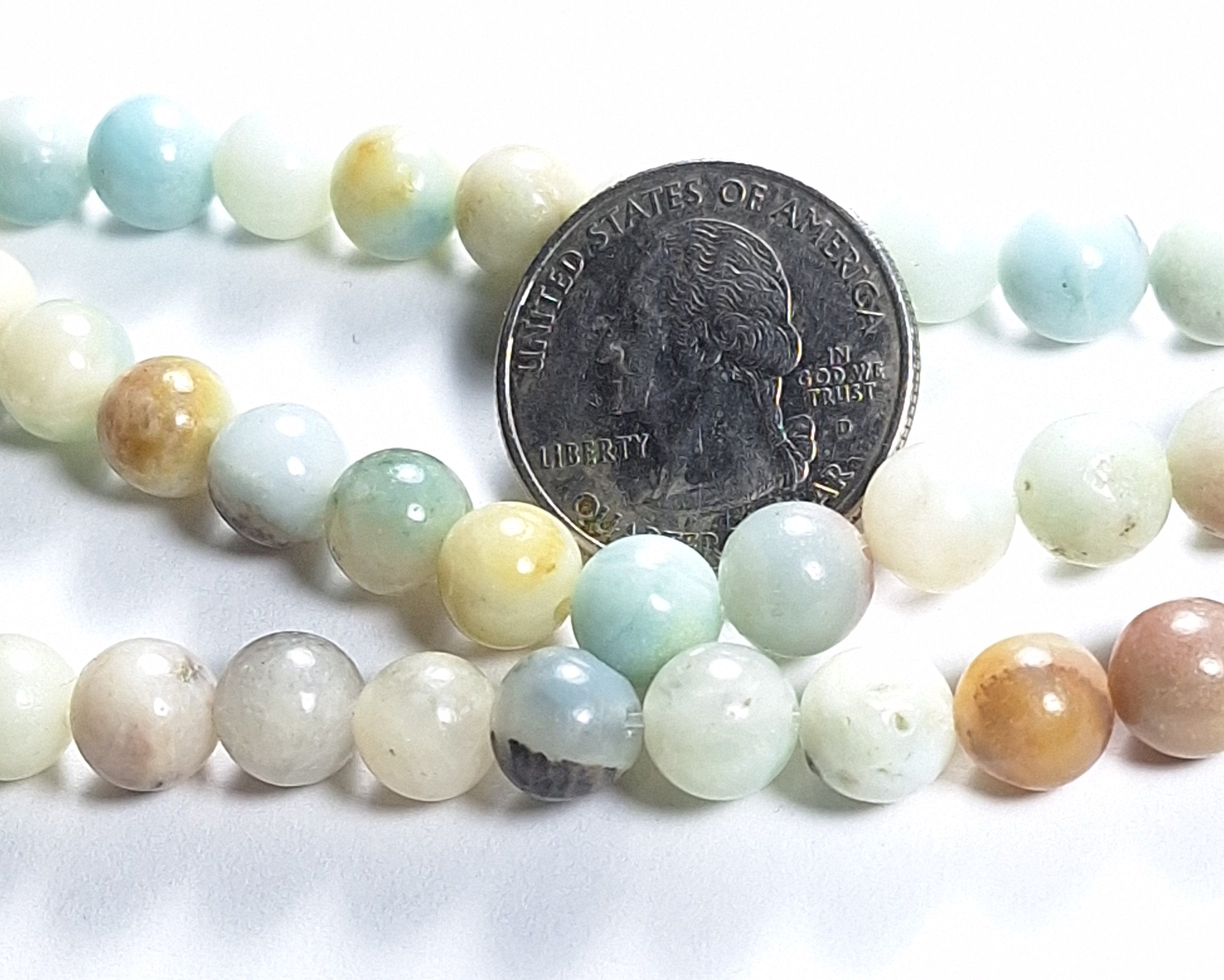 8mm Amazonite Multicolor Round Gemstone Beads 8-Inch Strand