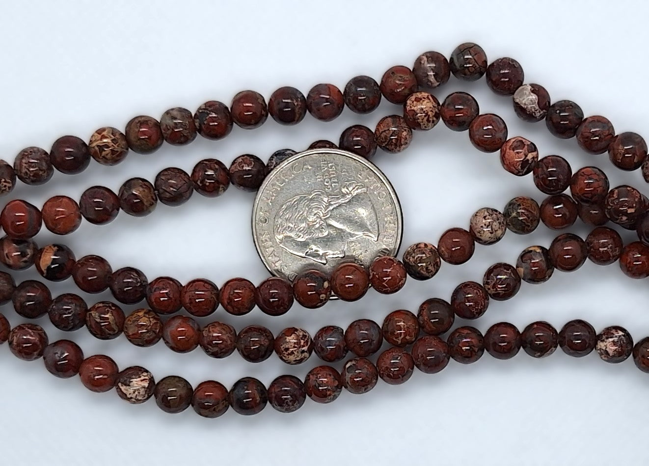6mm Brecciated Jasper Round Gemstone Beads 8-Inch Strand