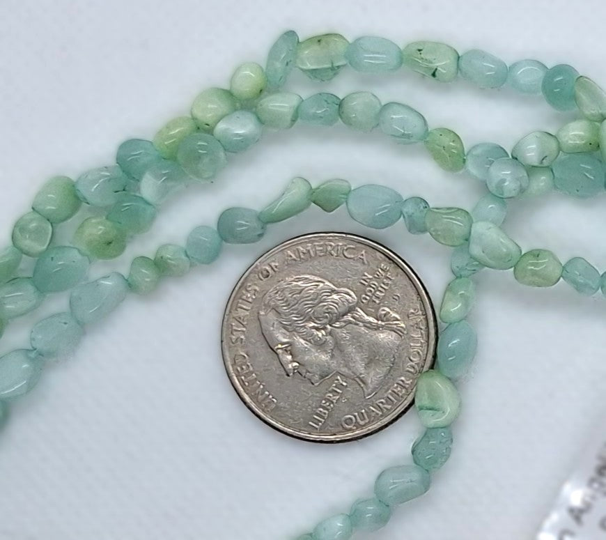 5x3mm Green Angelite Pebble Nugget Gemstone Beads 8-Inch Strand