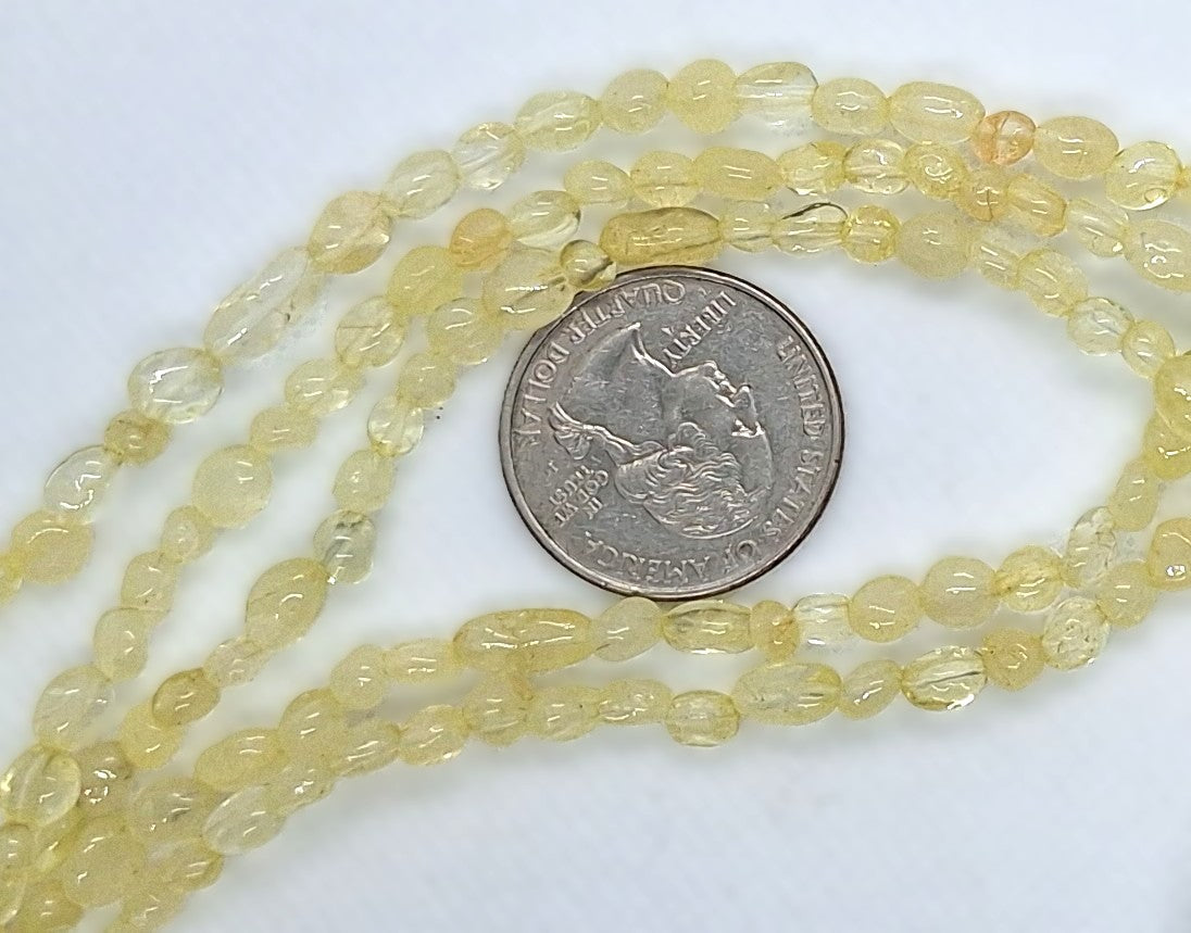 5x3mm Lemon Quartz Nugget Gemstone Beads 8-Inch Strand