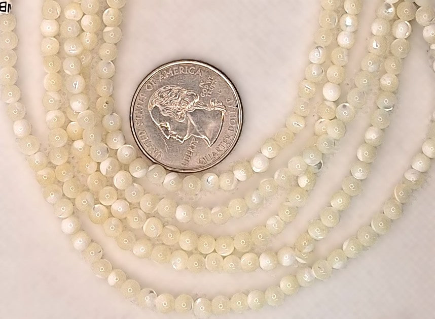 4mm Mother of Pearl MOP Round Gemstone Beads 8-Inch Strand
