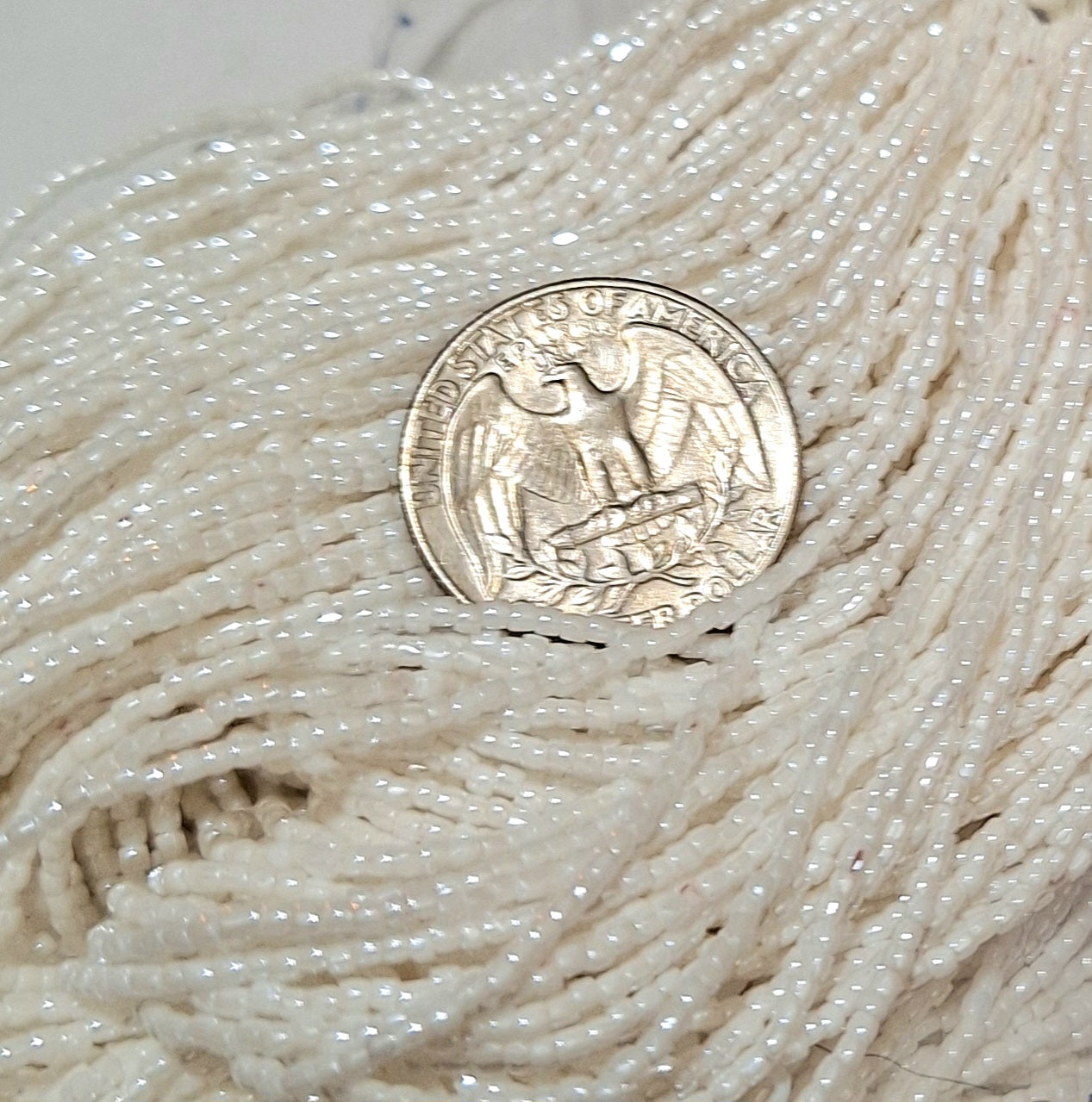 12/0 Chalk White Luster Opaque 3-Cut Seed Beads Full Hank