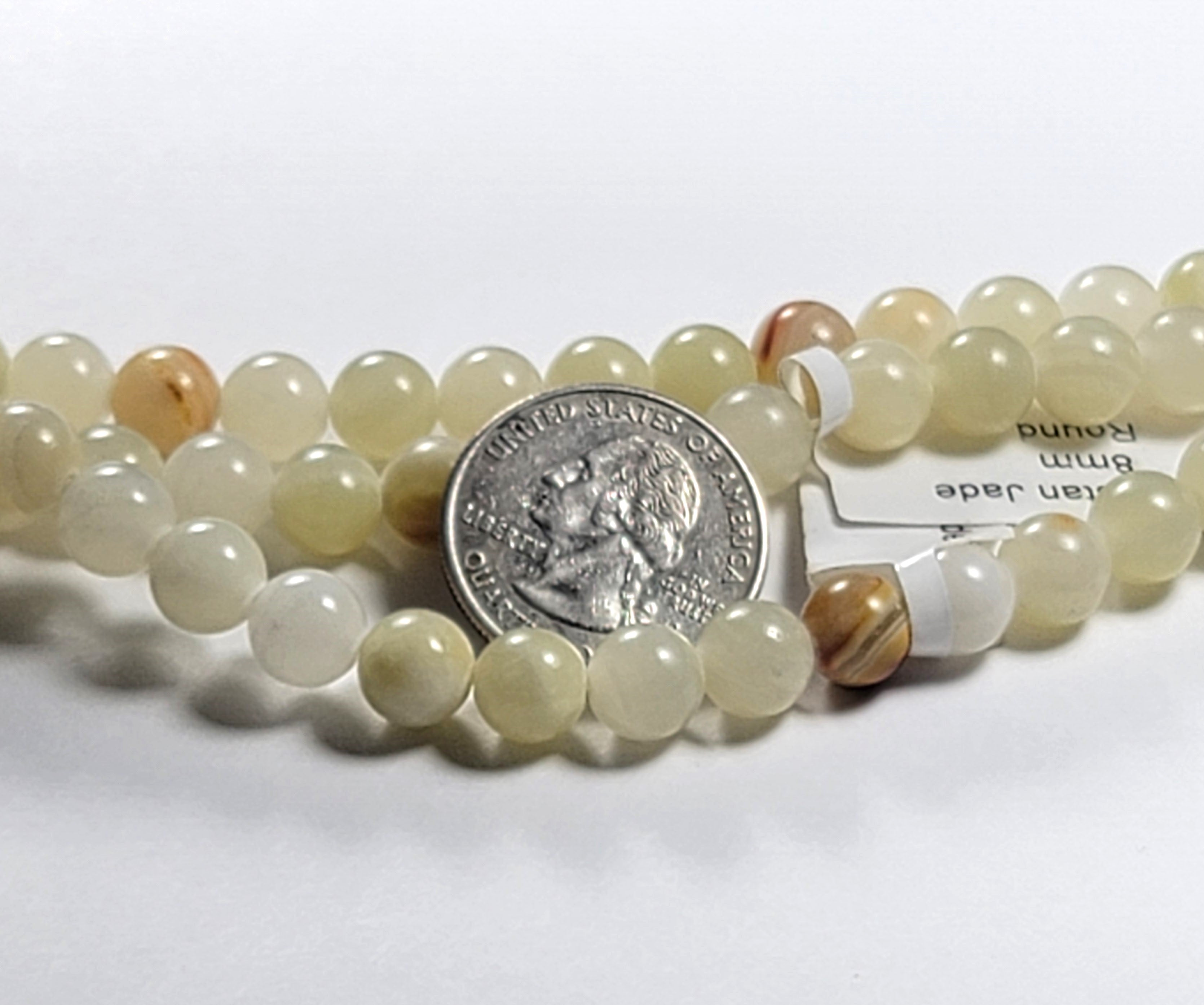 8mm Afghanistan Jade Round Gemstone Beads 8-Inch Strand