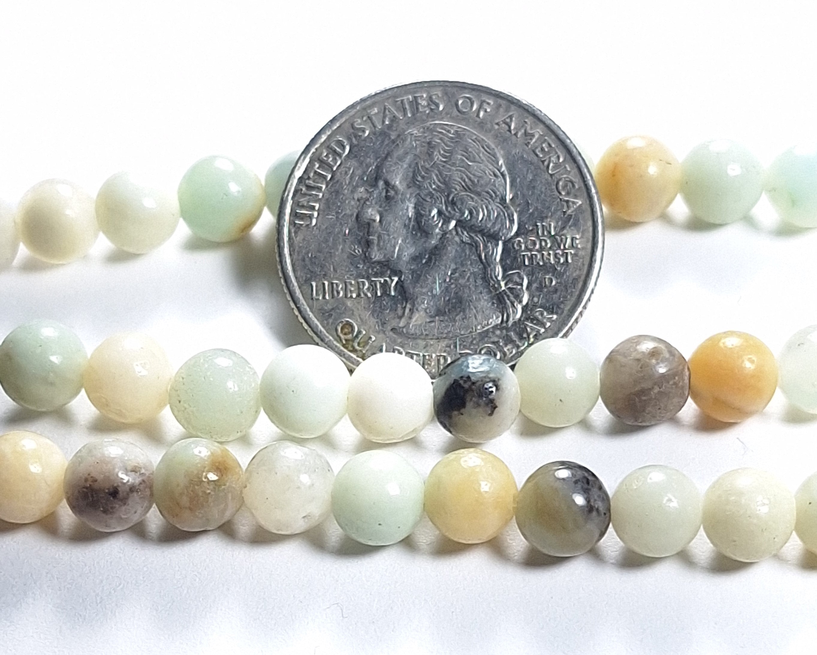 6mm Amazonite Multicolor Round Gemstone Beads 8-Inch Strand