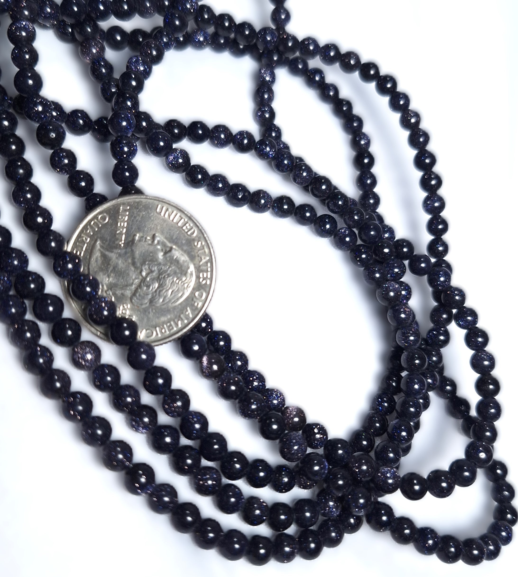 4mm Blue Goldstone Round Gemstone Beads 16-Inch Strand